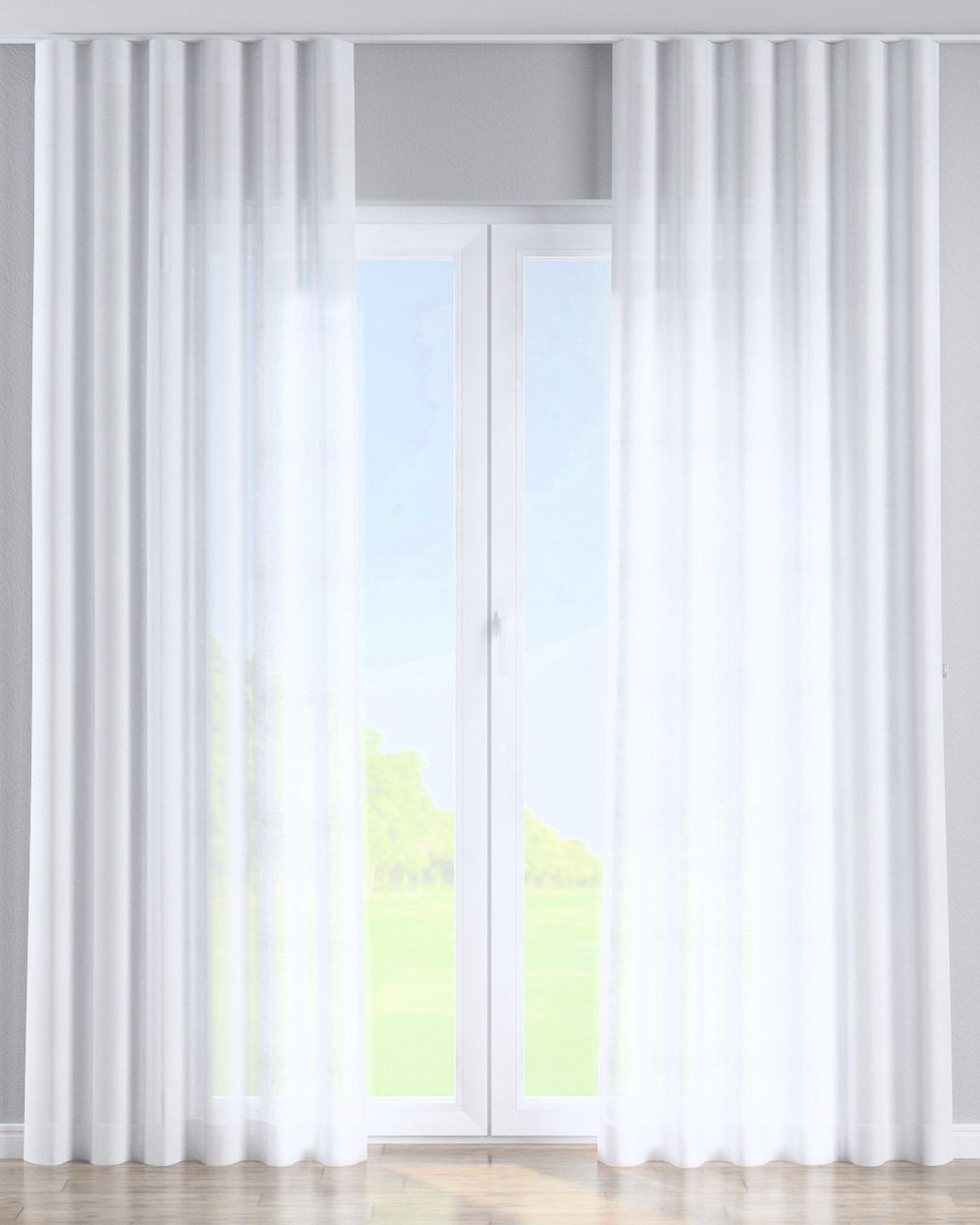 Wave Curtain colour white fabric semi-sheer, structured