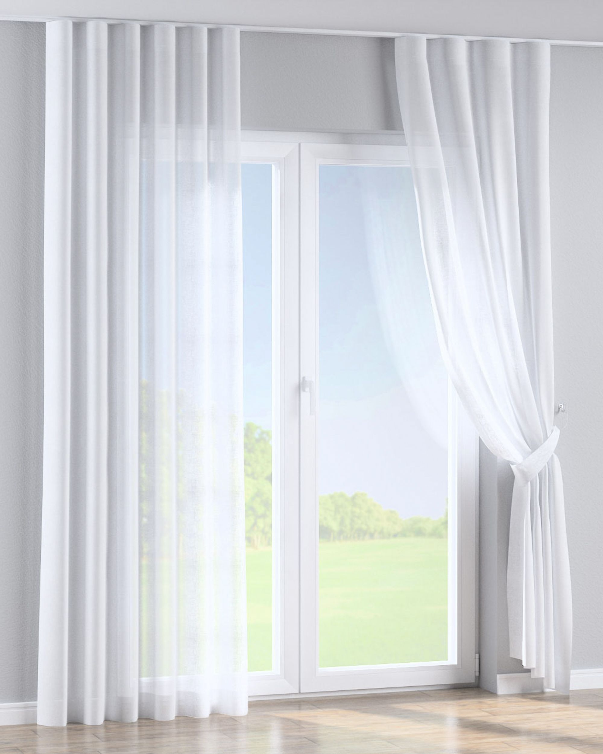 Wave Curtain colour white fabric semi-sheer, structured (hover)
