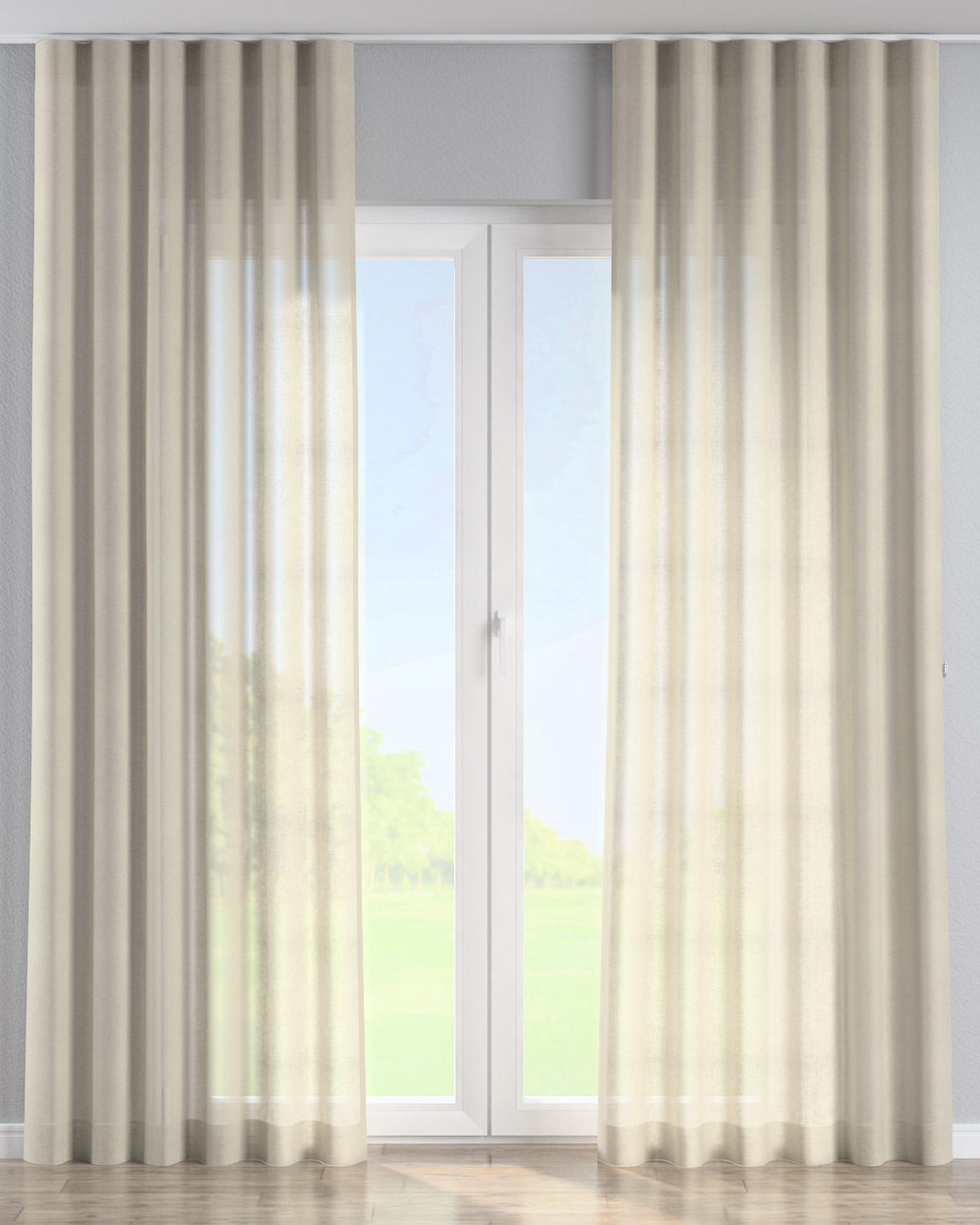 Wave Curtain colour beige fabric semi-sheer, structured