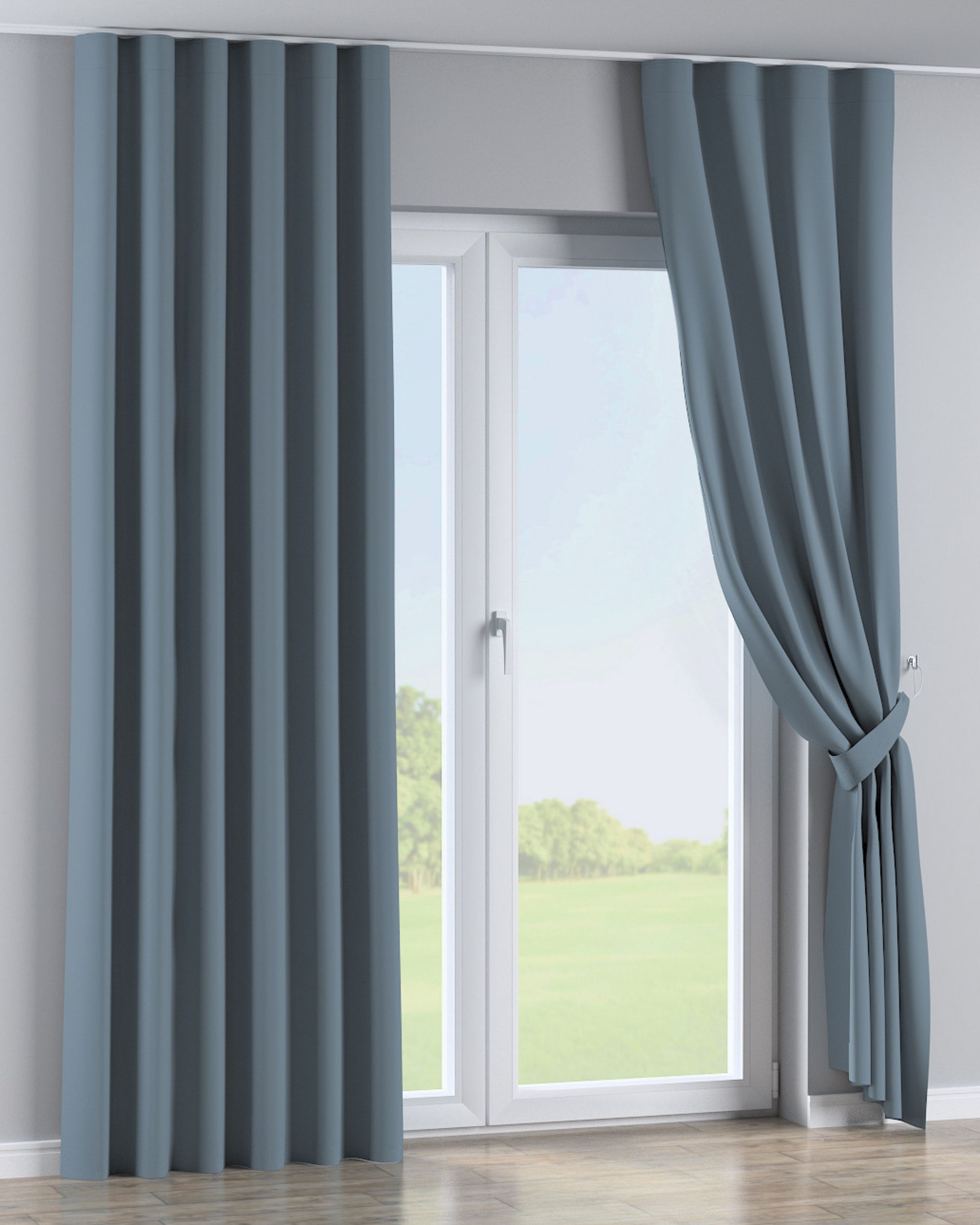 Wave Curtain colour blue fabric blackout (hover)