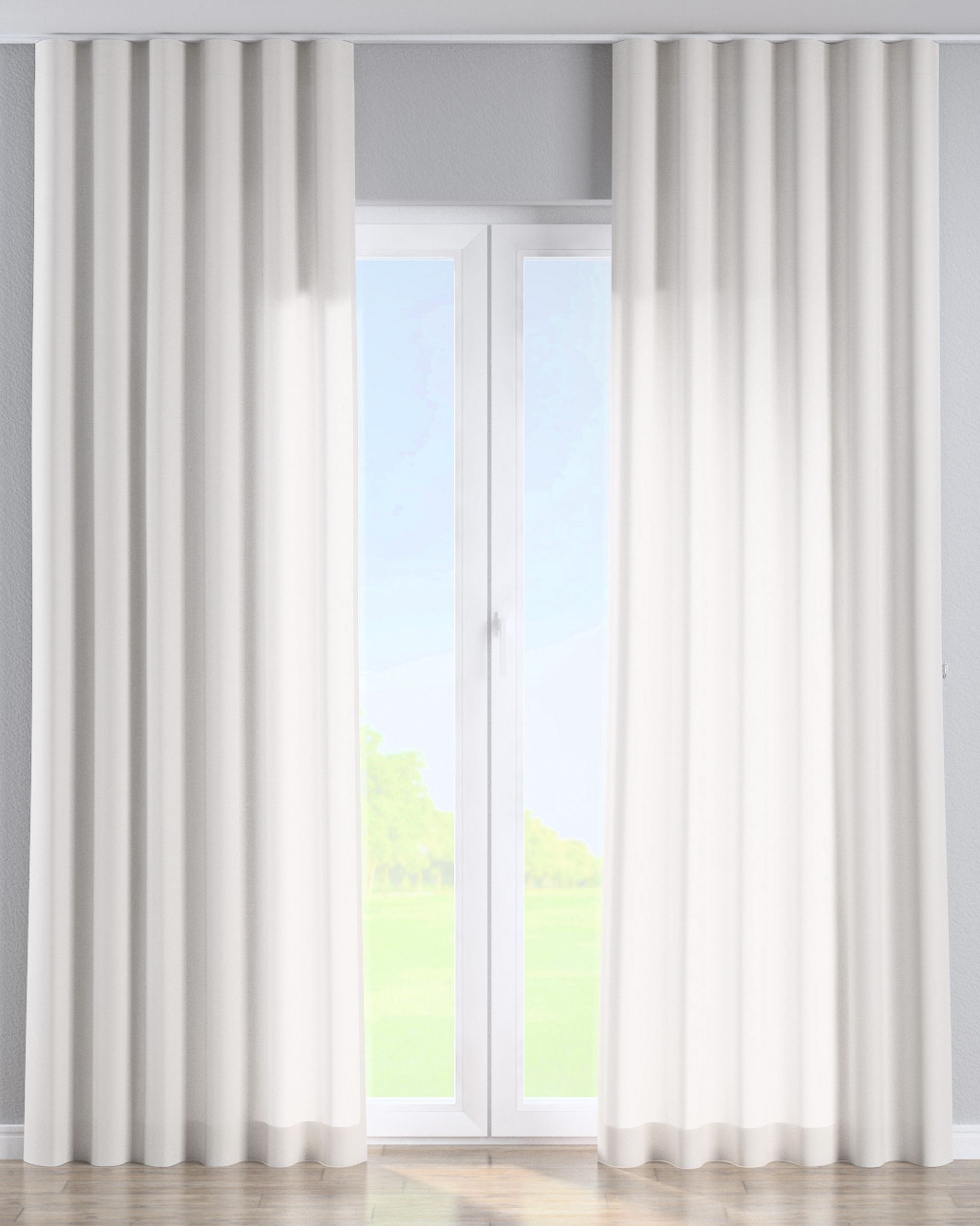 Wave Curtain colour white fabric semi-sheer, structured