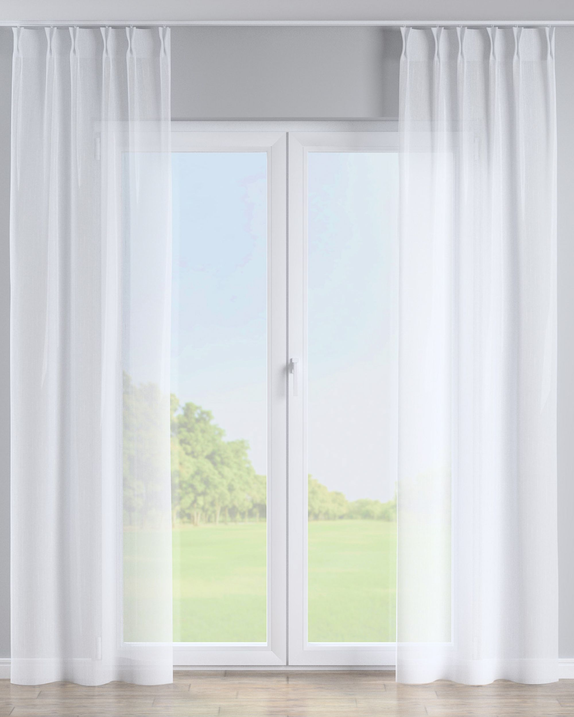 Double pinch pleat curtain colour cream fabric semi-sheer, structured, patterned (hover)
