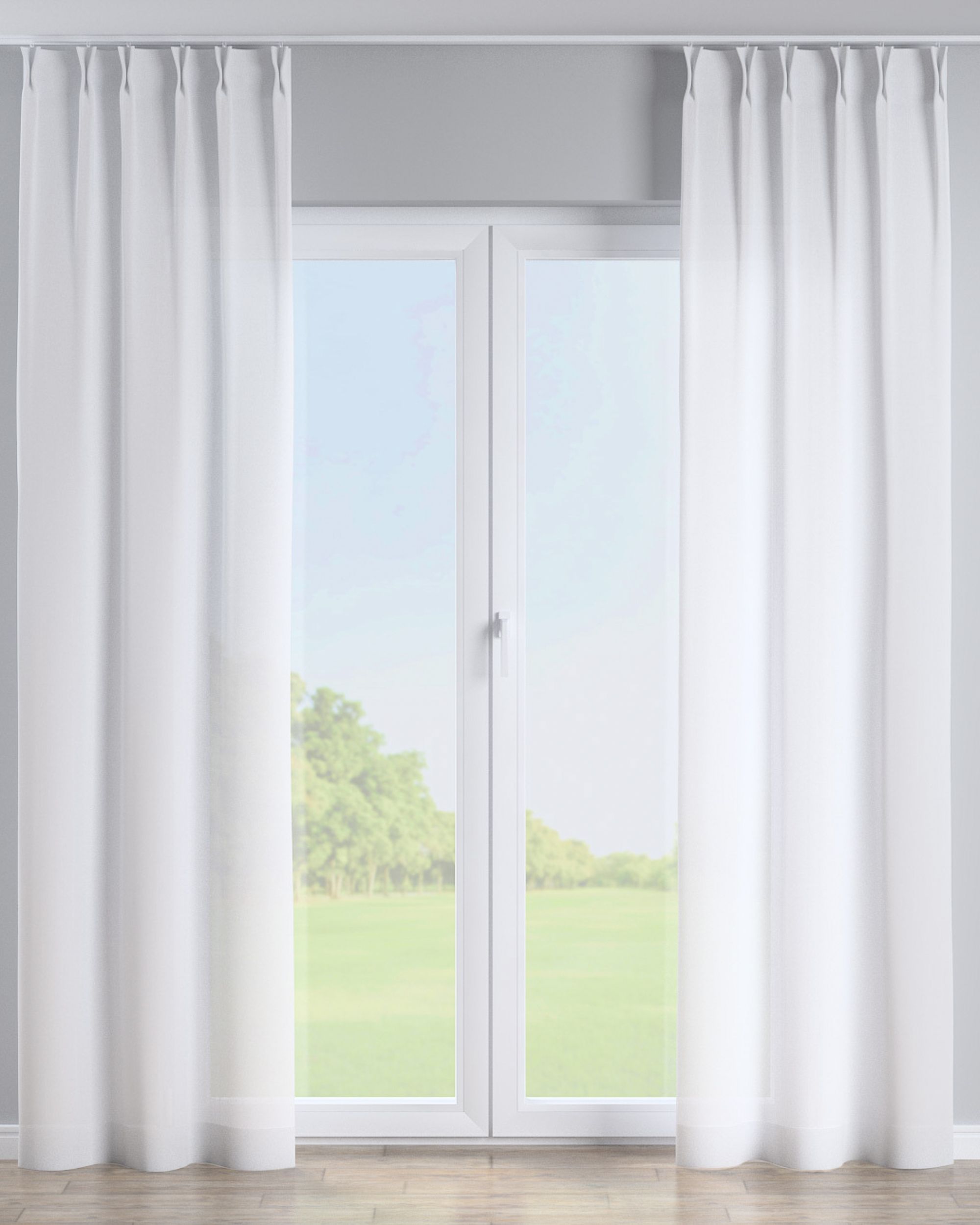 Double pinch pleat curtain colour cream fabric semi-sheer, structured, patterned (hover)