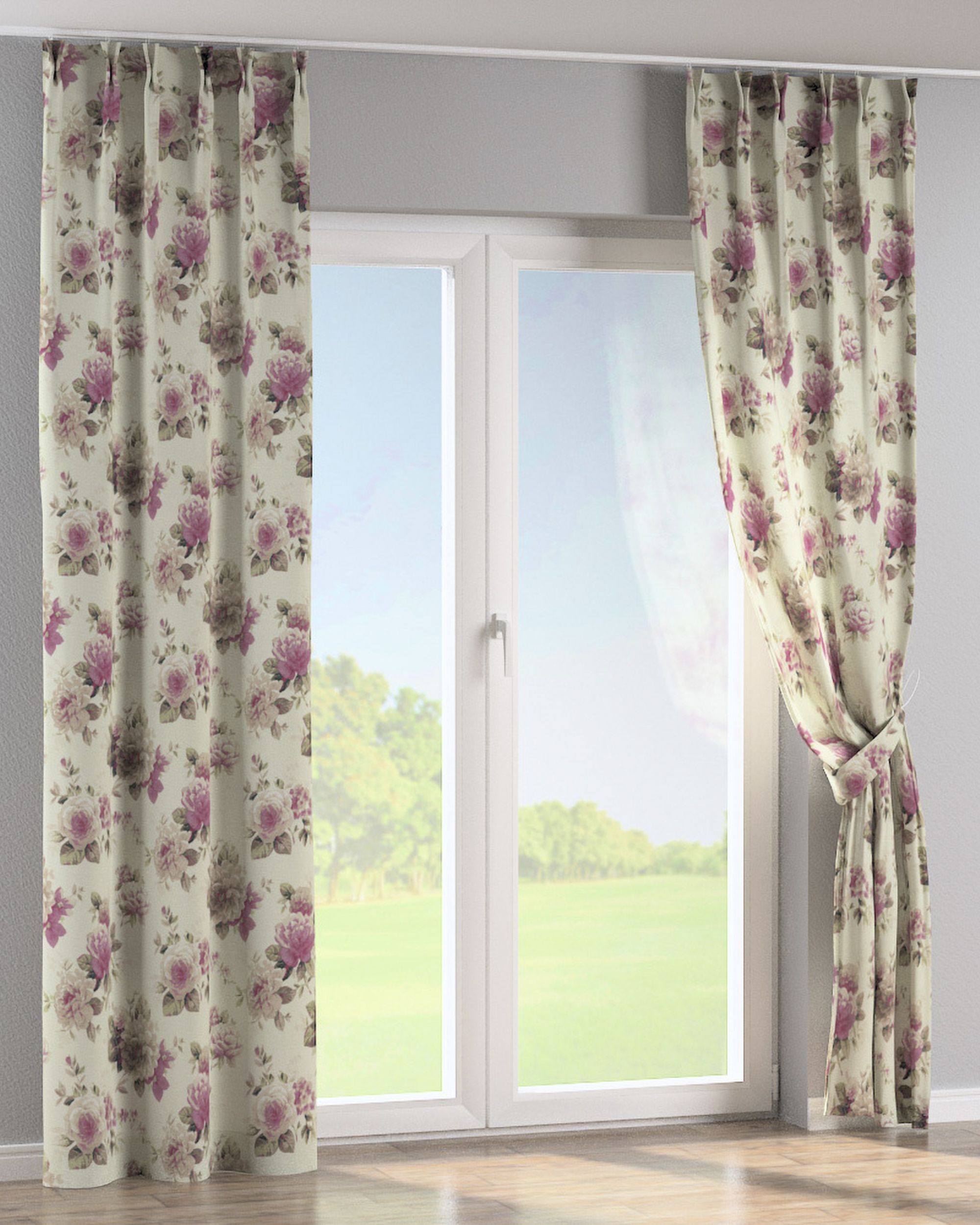 Double pinch pleat curtain colour multicolour fabric patterned (hover)