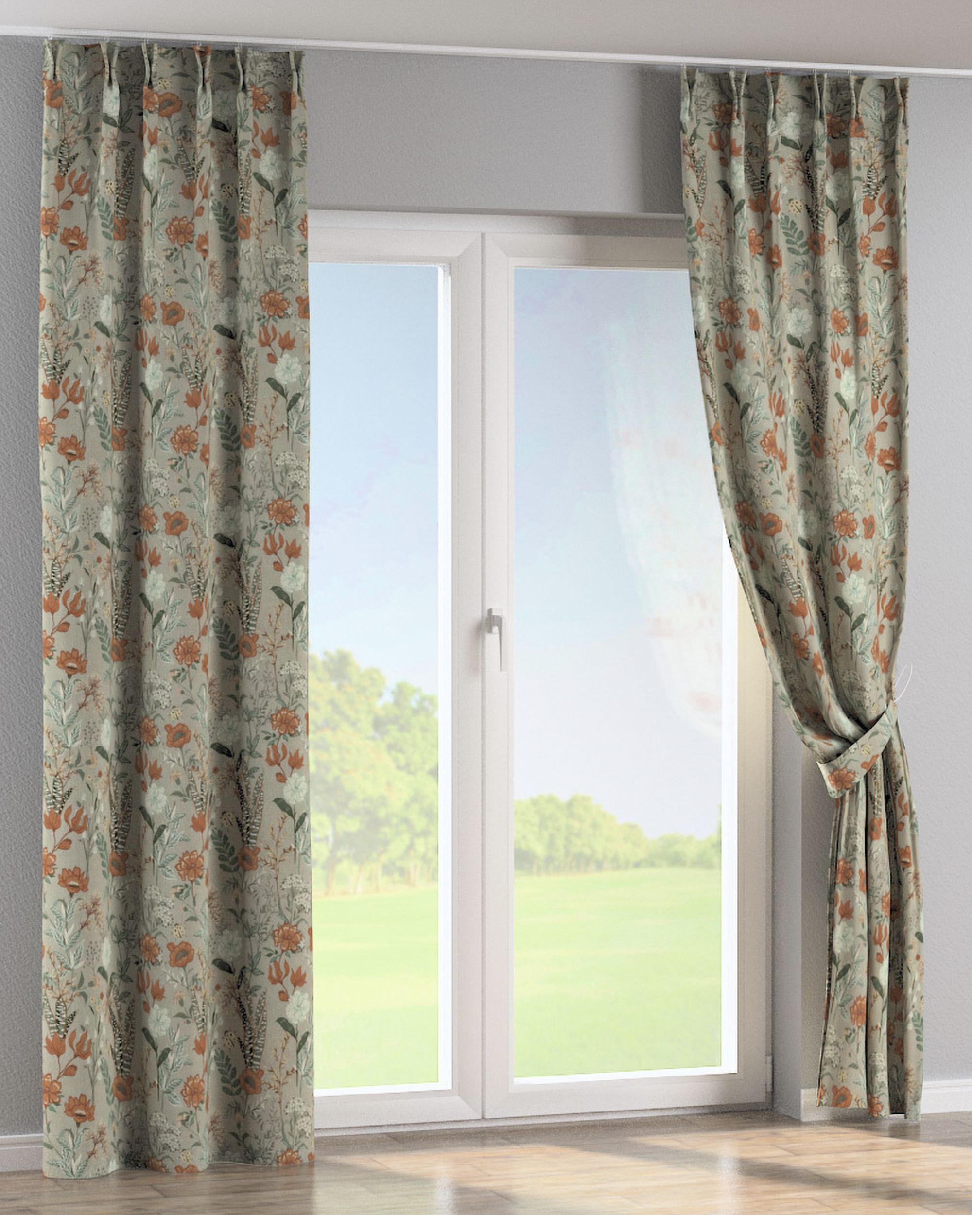 Double pinch pleat curtain colour multicolour fabric patterned (hover)