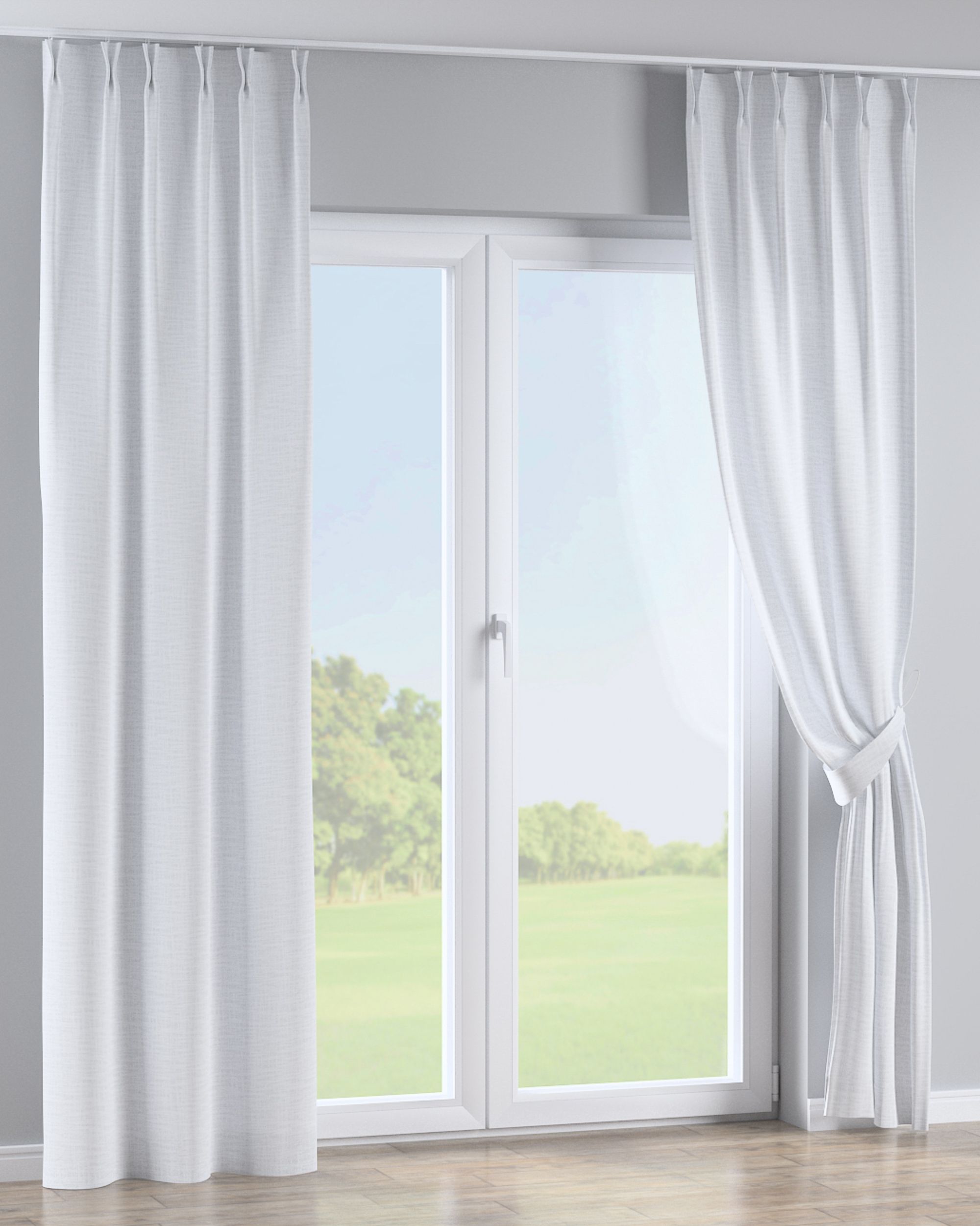 Double pinch pleat curtain colour white fabric structured (hover)