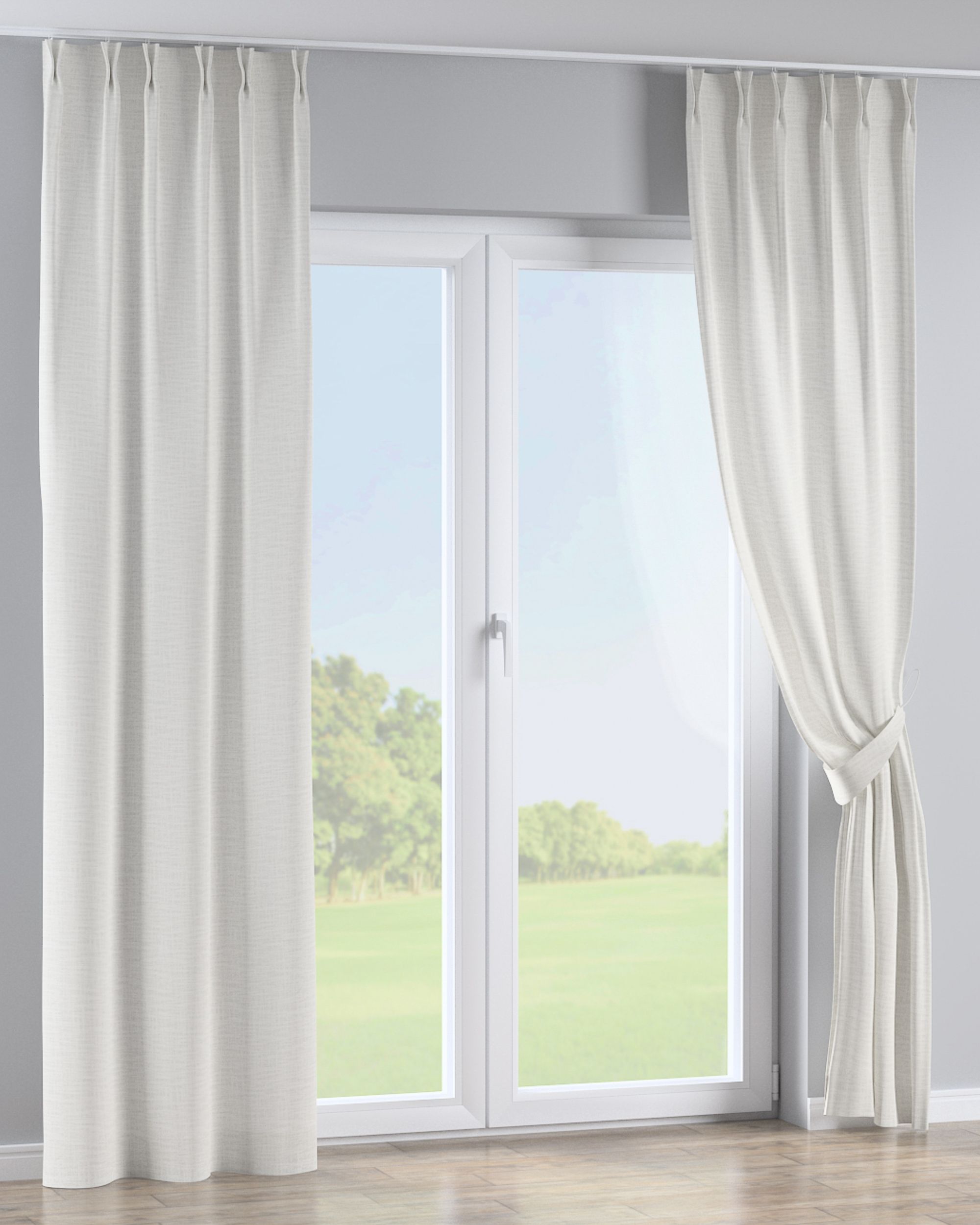 Double pinch pleat curtain colour cream fabric structured (hover)