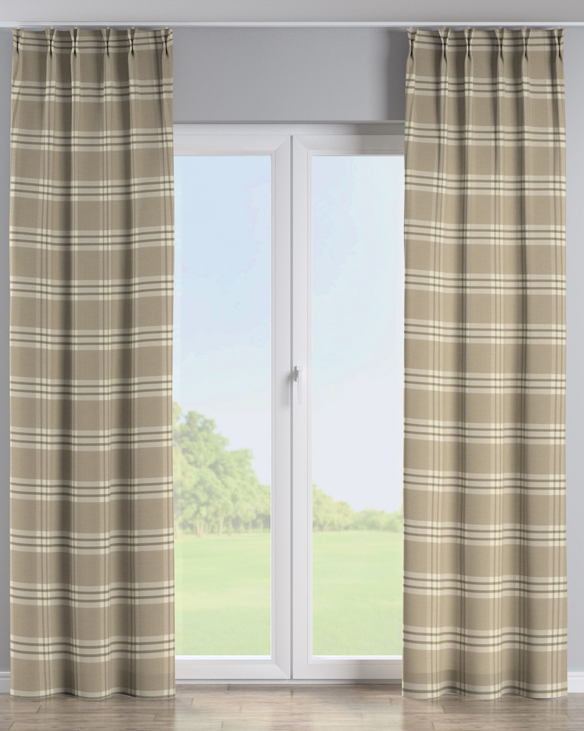 Double pinch pleat curtain colour beige