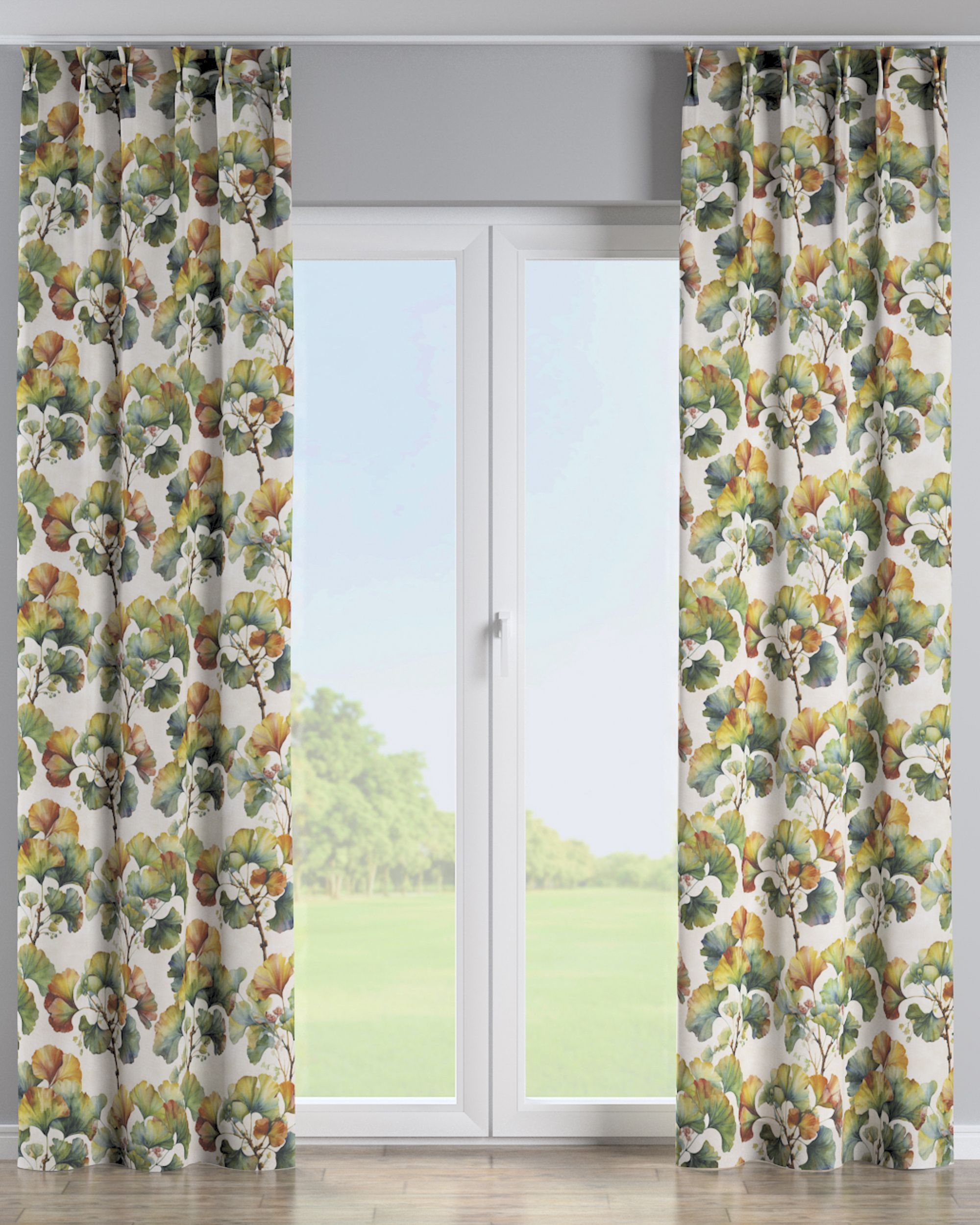Double pinch pleat curtain colour multicolour fabric structured, patterned