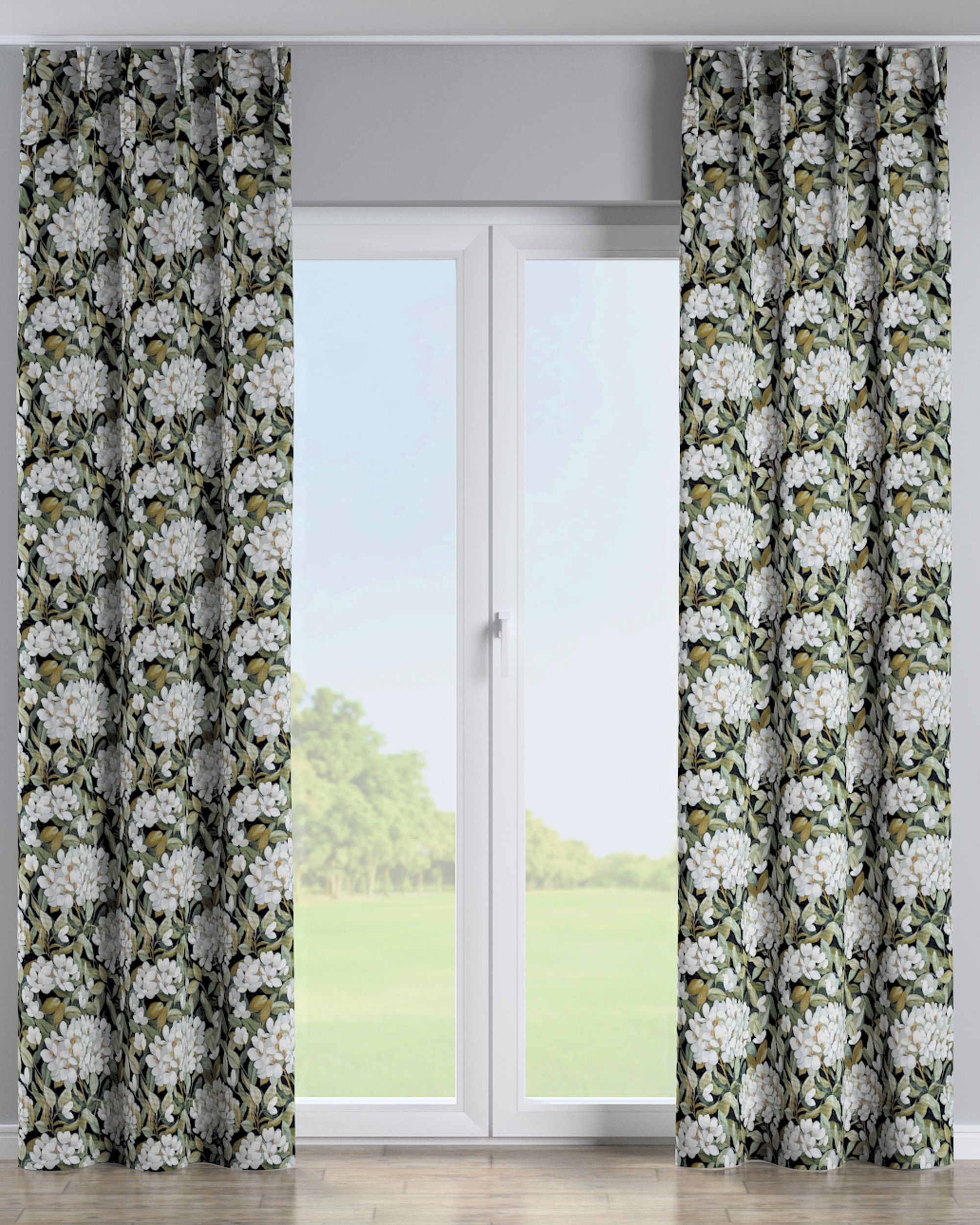 Double pinch pleat curtain colour multicolour fabric structured, patterned