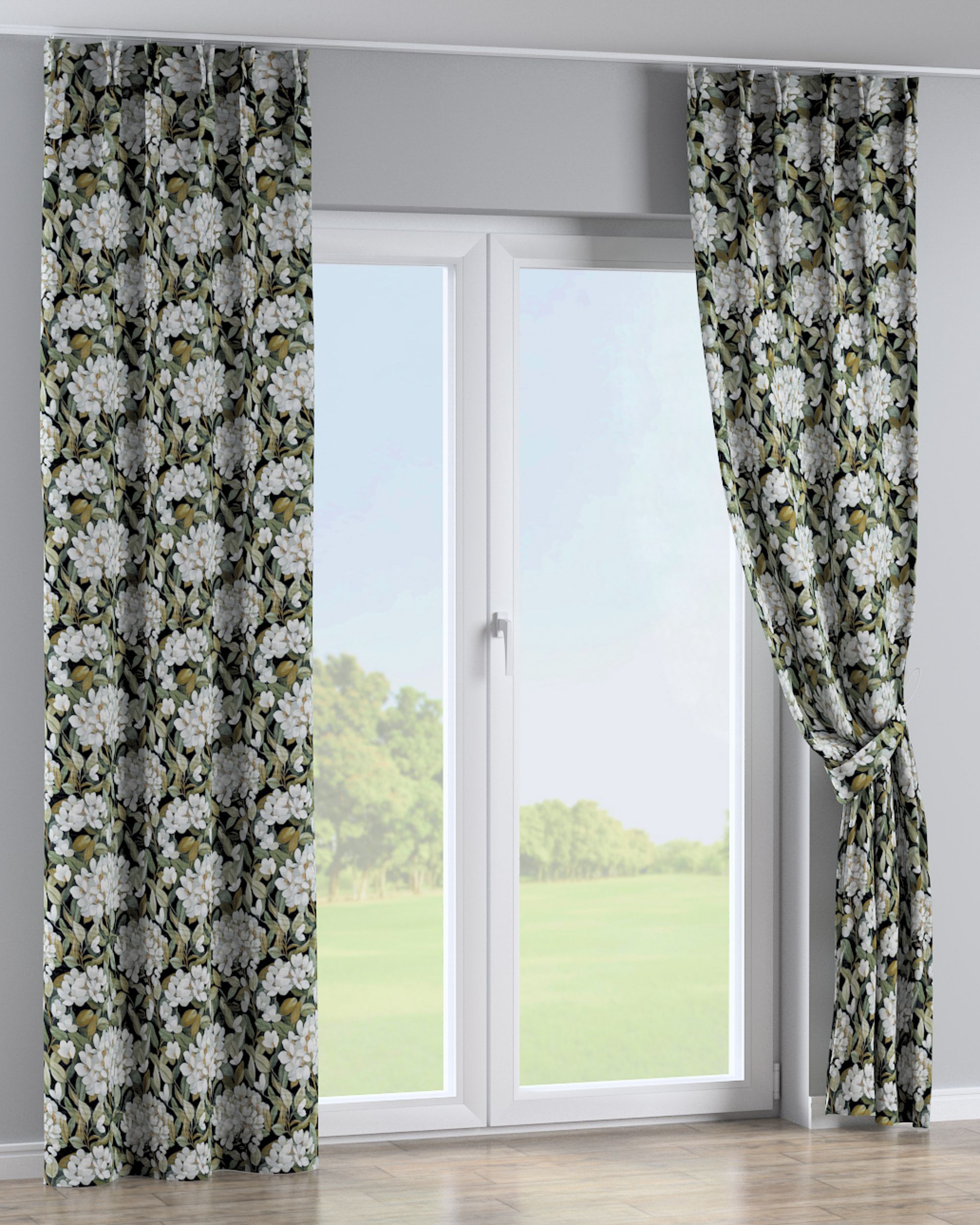 Double pinch pleat curtain colour multicolour fabric structured, patterned (hover)