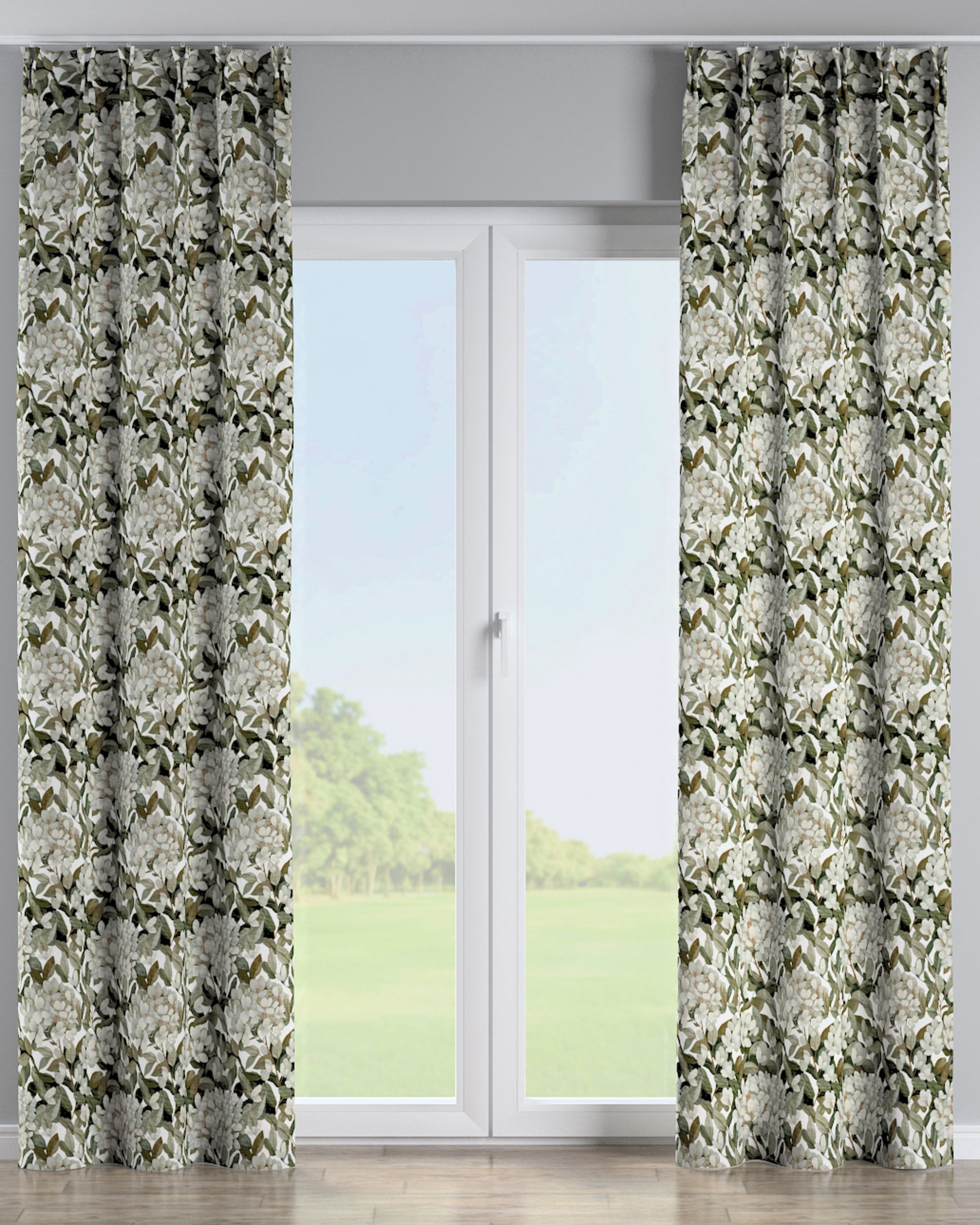 Double pinch pleat curtain colour multicolour fabric structured, patterned