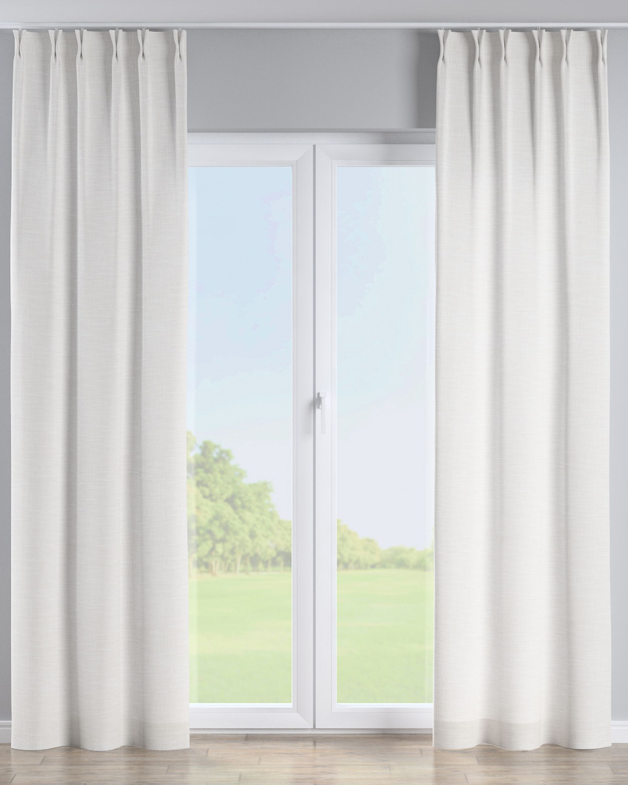 Double pinch pleat curtain colour white fabric structured