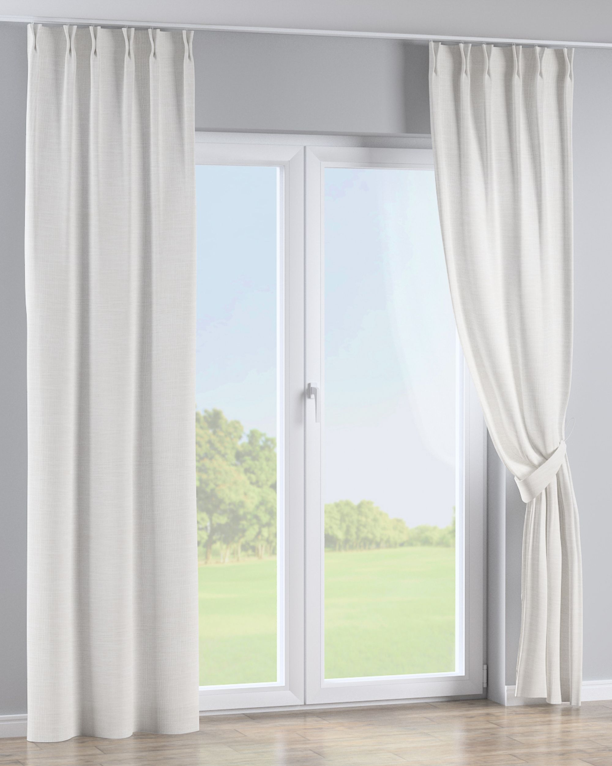 Double pinch pleat curtain colour white fabric structured (hover)