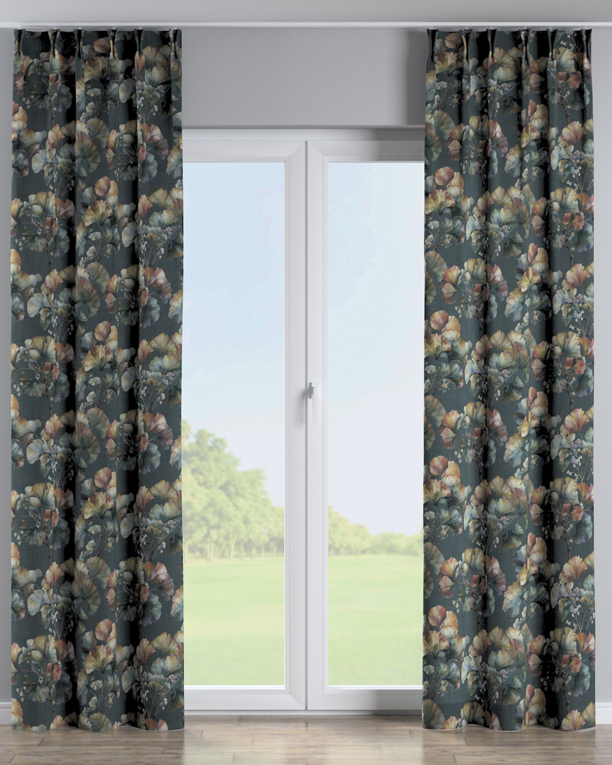 Double pinch pleat curtain colour multicolour fabric structured, patterned