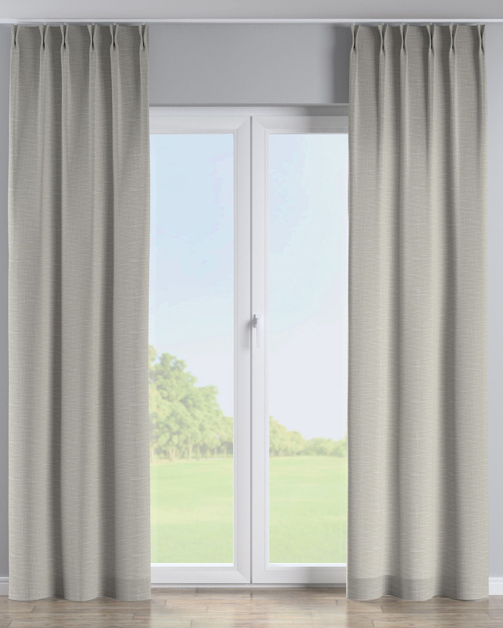 Double pinch pleat curtain colour beige fabric structured