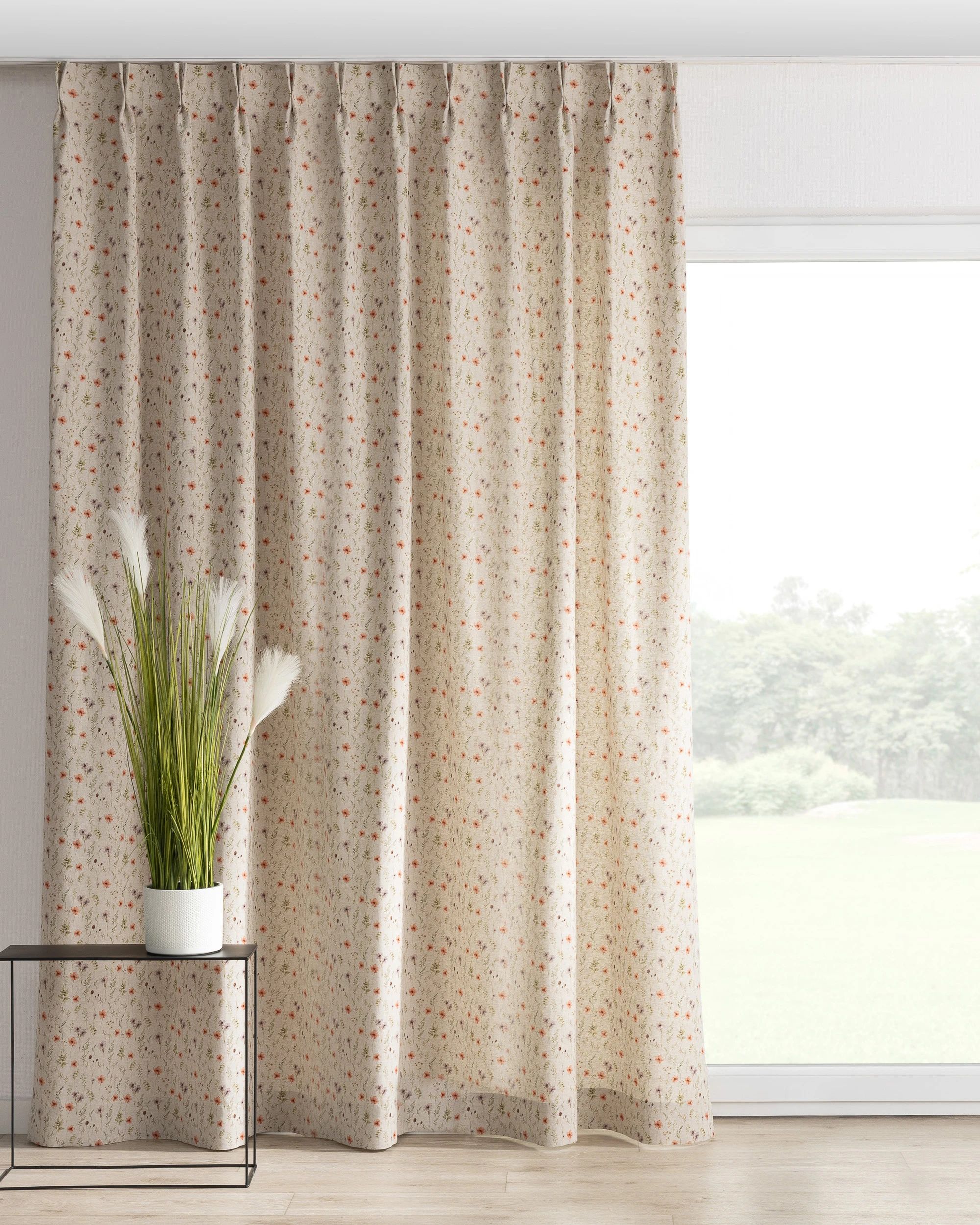Double pinch pleat curtain colour multicolour fabric structured, patterned