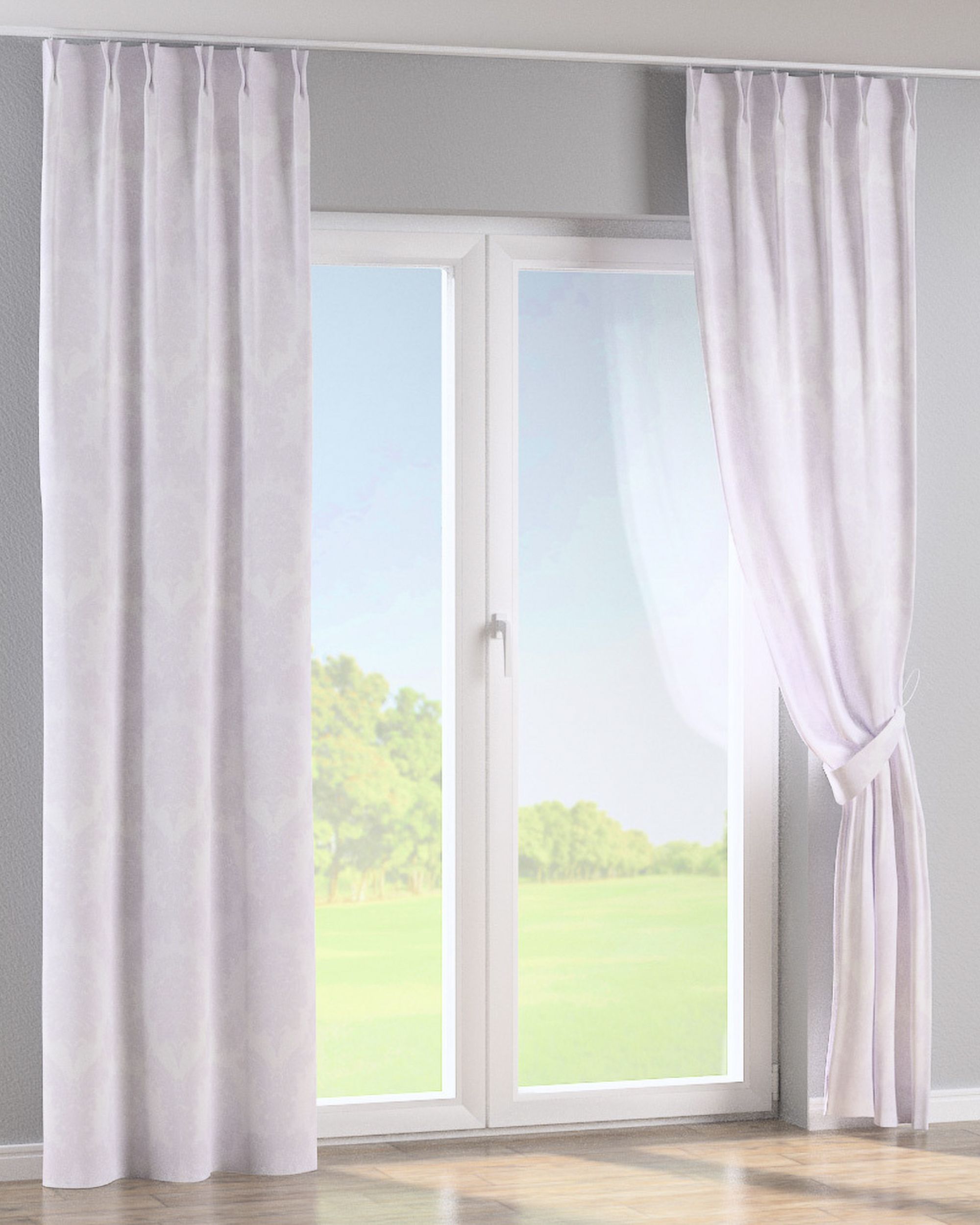 Double pinch pleat curtain colour white fabric gloss, structured, patterned (hover)