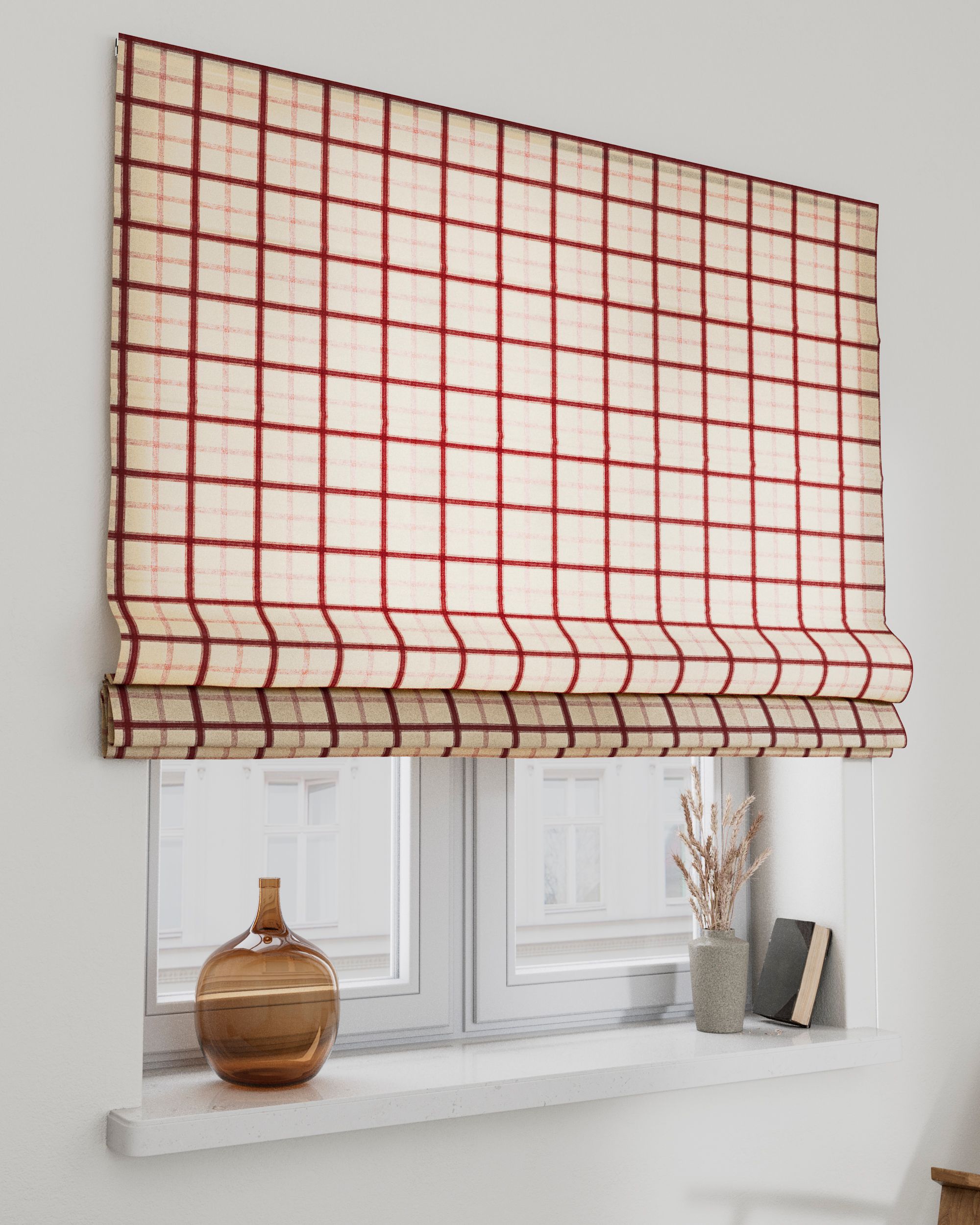 Bari Roman blind colour red fabric patterned