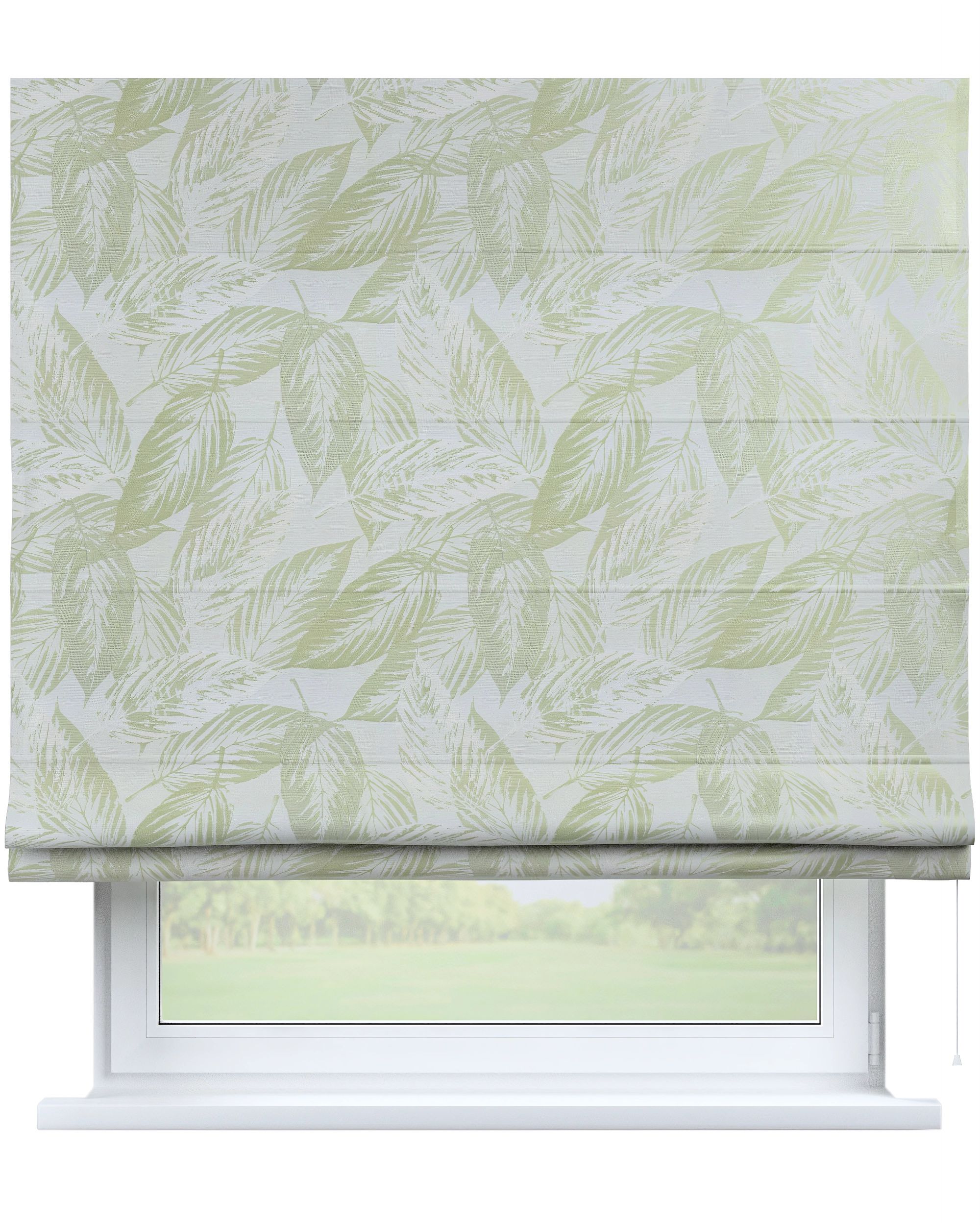 Bari Roman blind colour green fabric gloss, structured, patterned