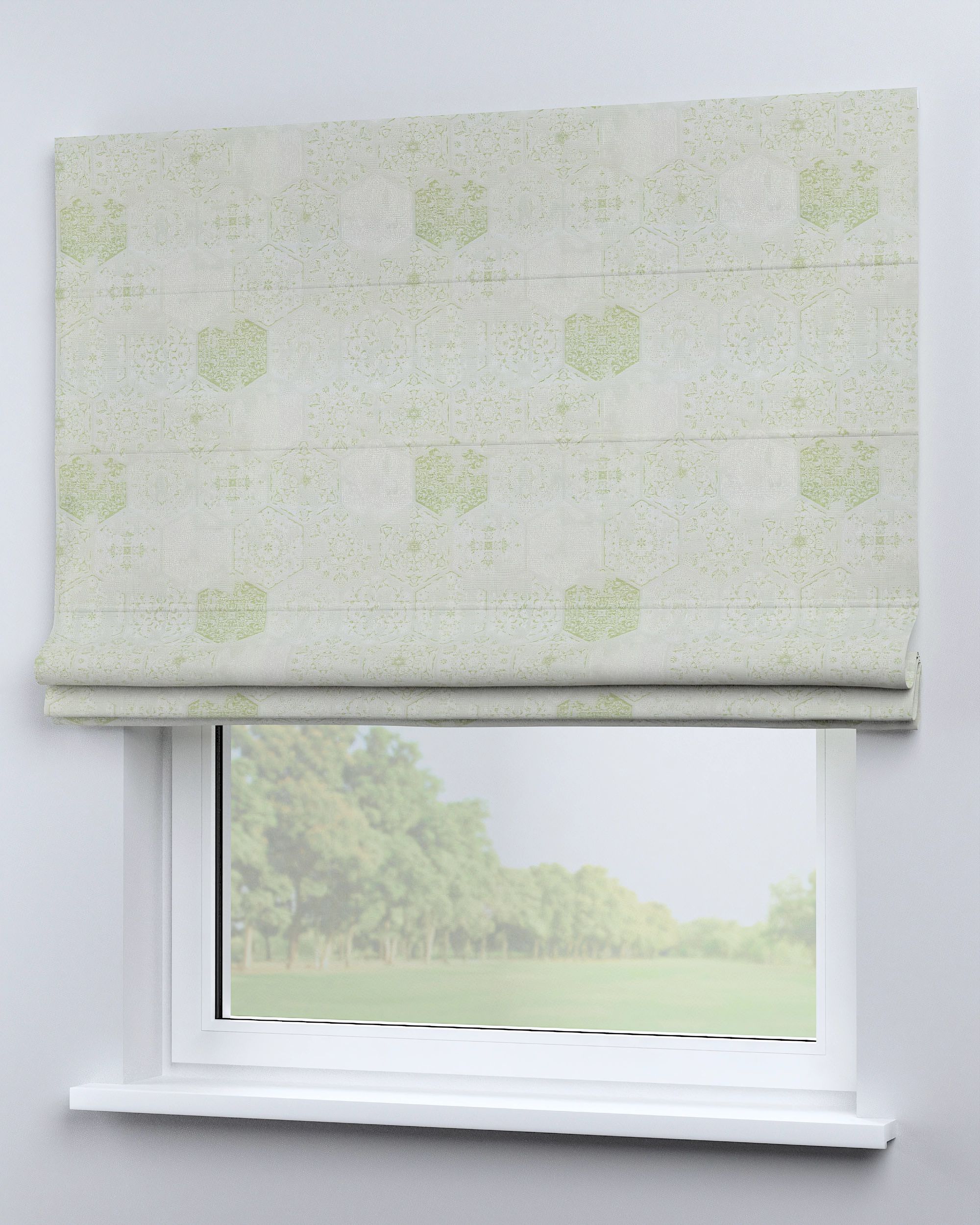 Bari Roman blind colour green fabric gloss, structured, patterned (hover)