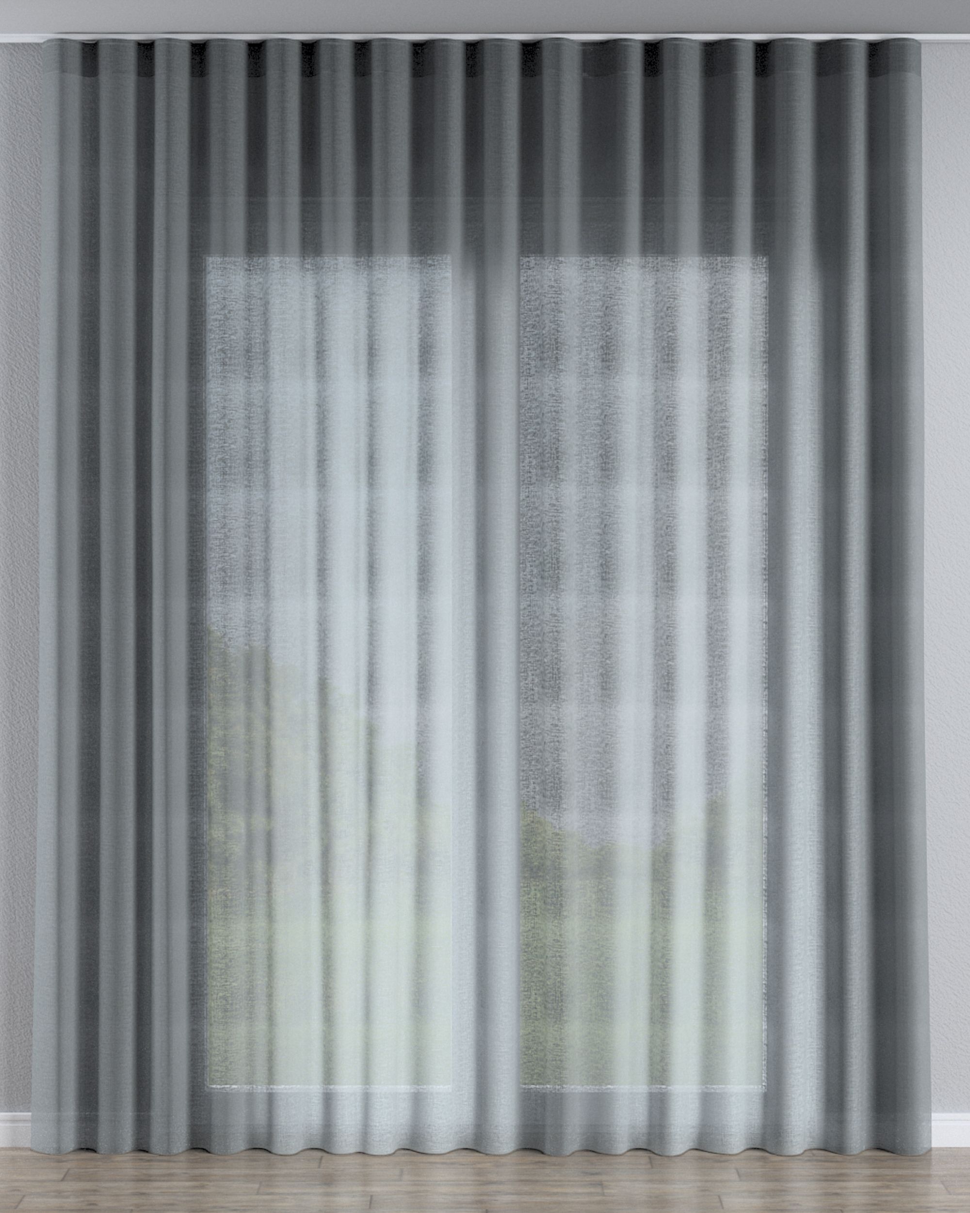 Wave net curtain colour green fabric semi-sheer, structured