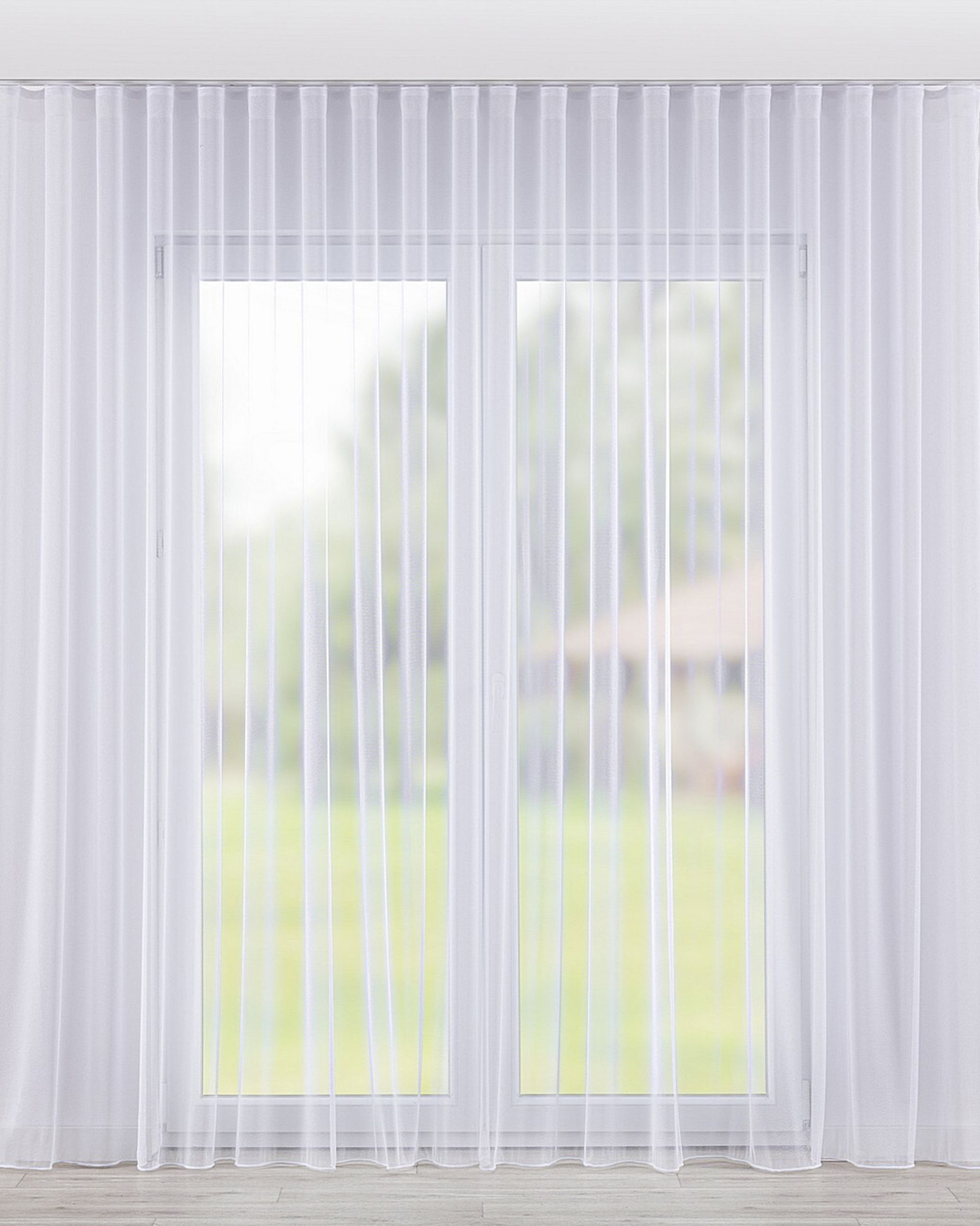 Wave net curtain colour white fabric semi-sheer, gloss, structured