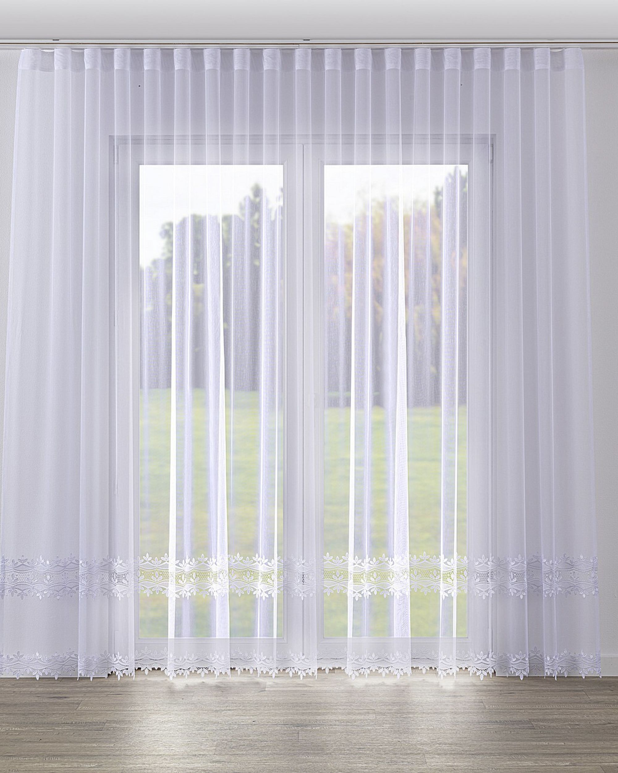 Wave net curtain colour white fabric semi-sheer, structured, patterned