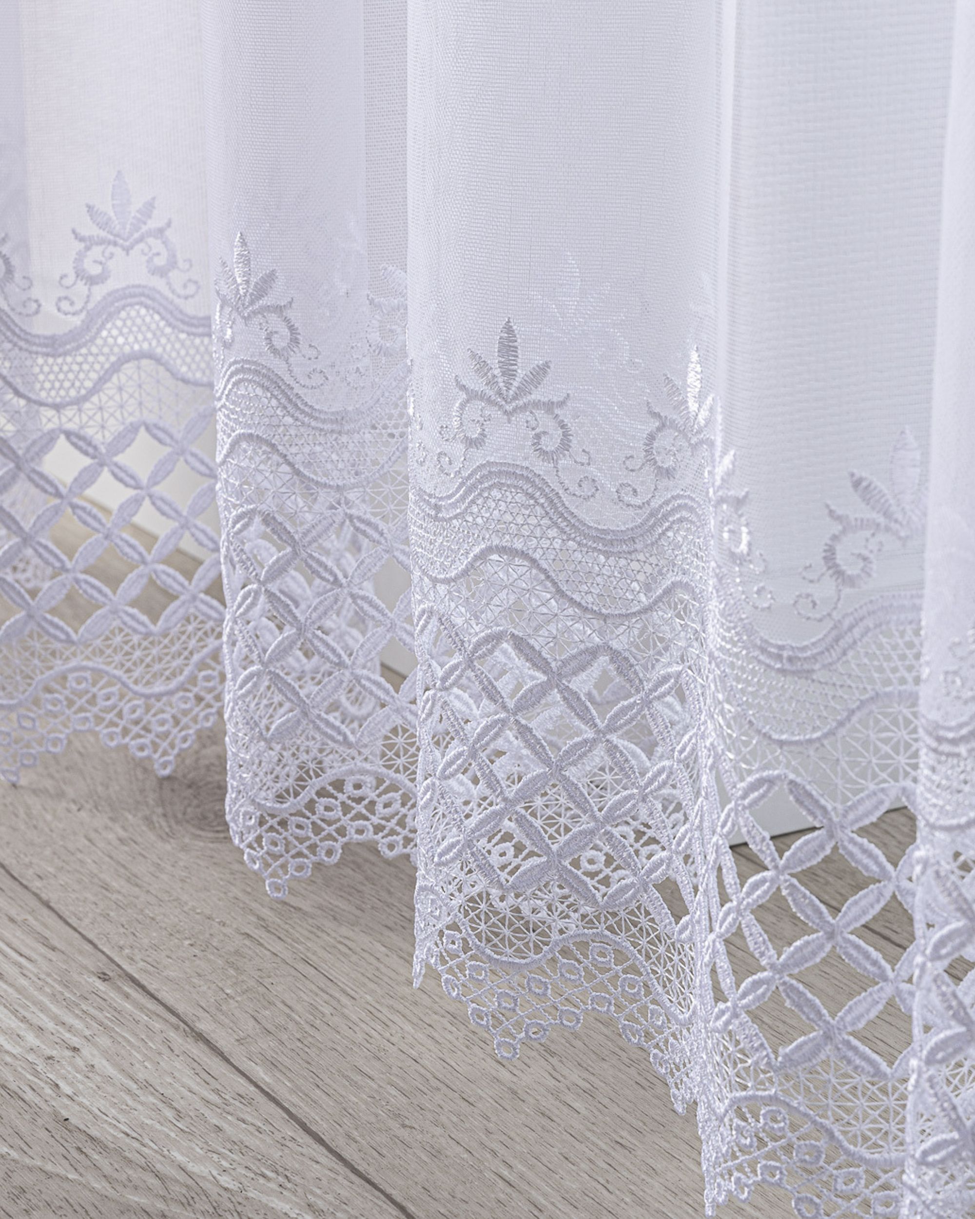 Wave net curtain colour white fabric semi-sheer, structured, patterned (hover)