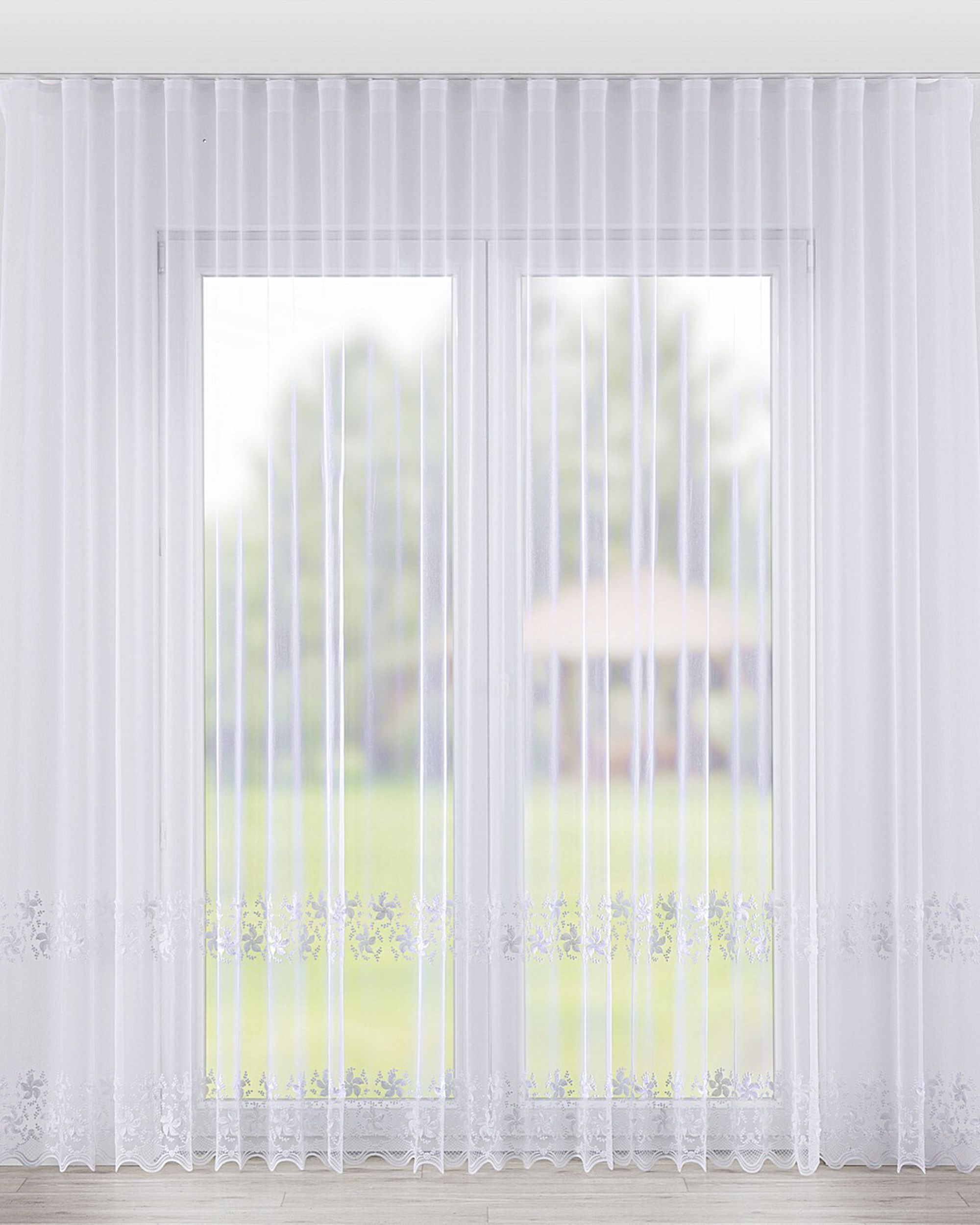 Wave net curtain colour white fabric semi-sheer, structured, patterned