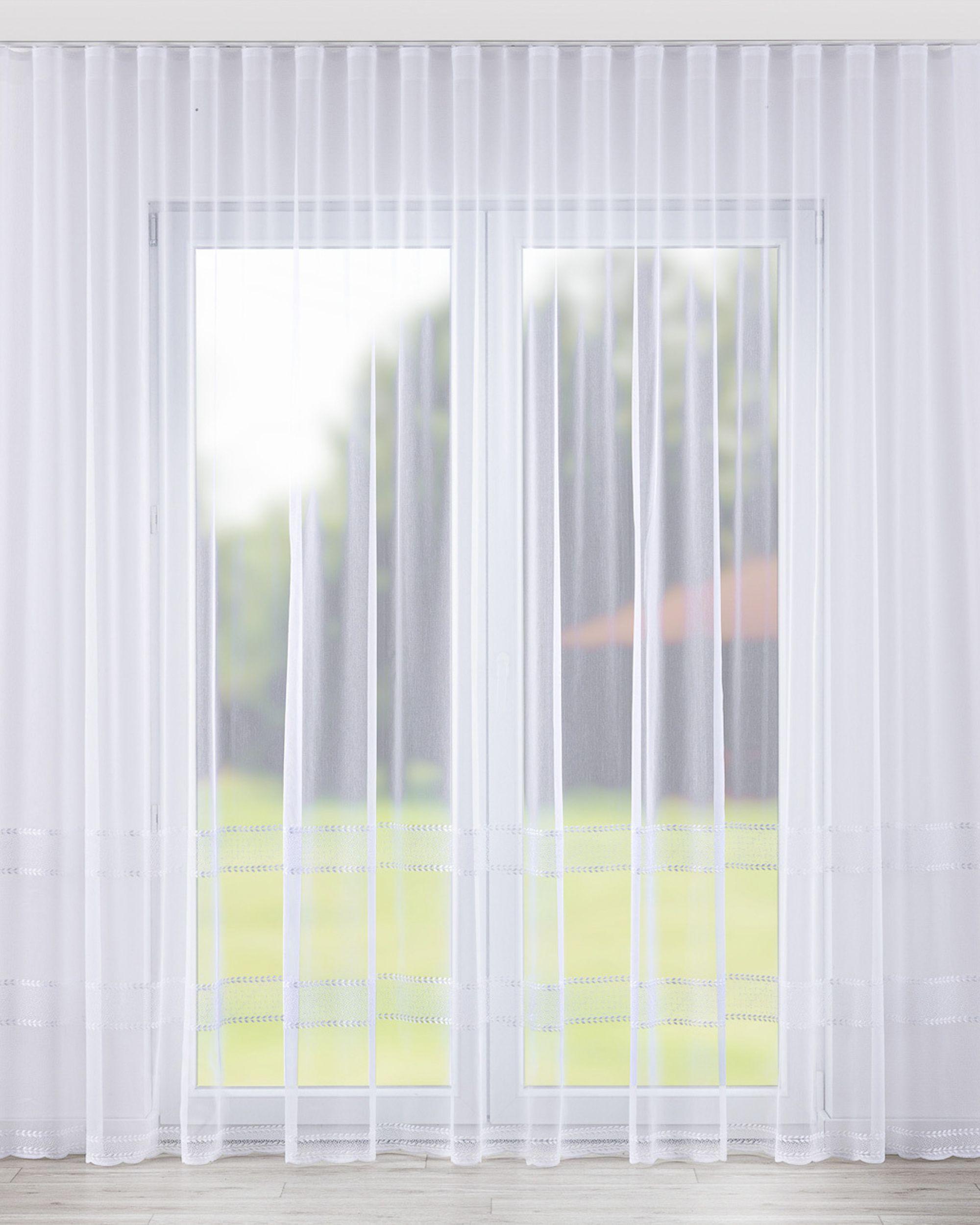 Wave net curtain colour white fabric semi-sheer, structured, patterned
