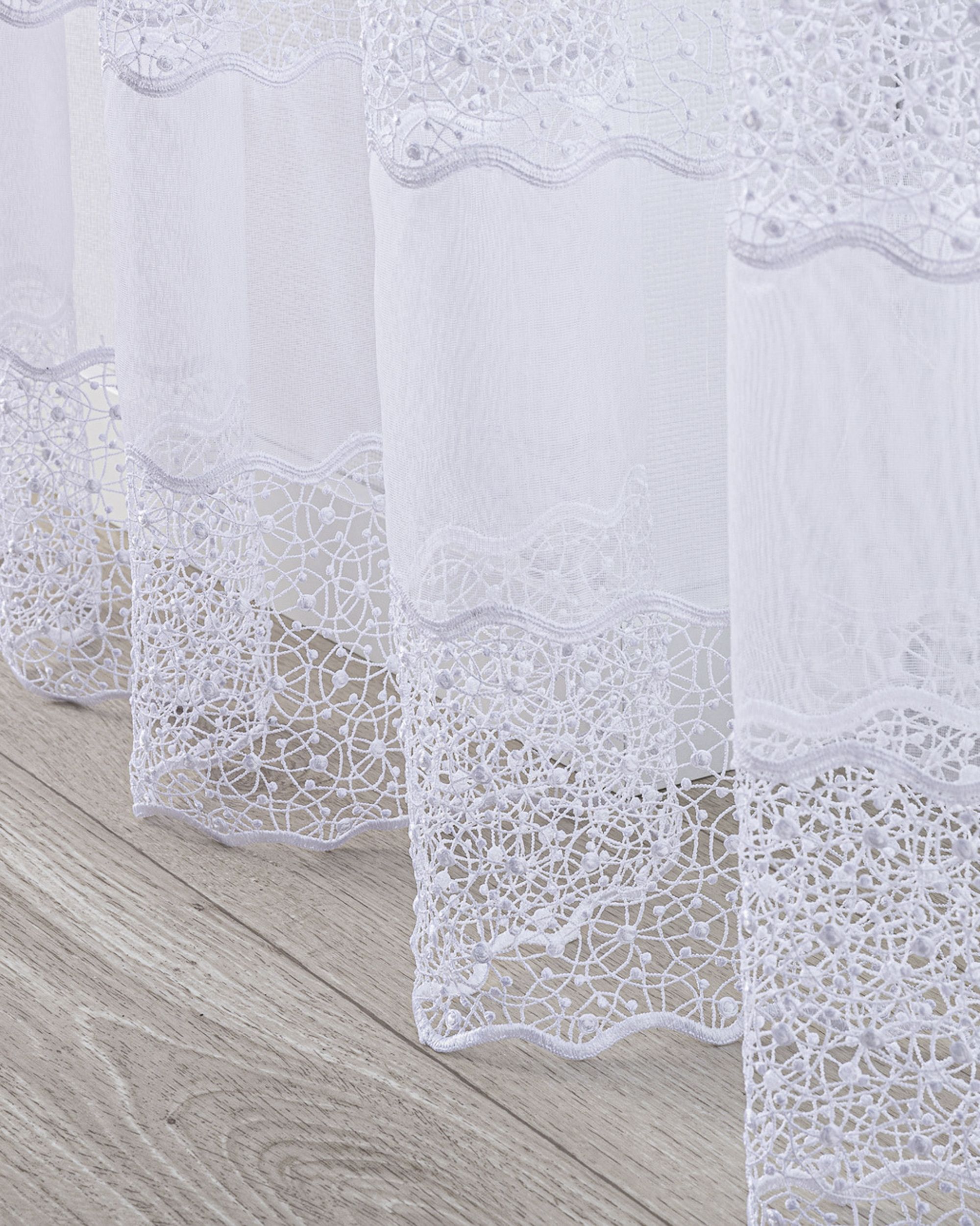Wave net curtain colour white fabric semi-sheer, structured, patterned (hover)
