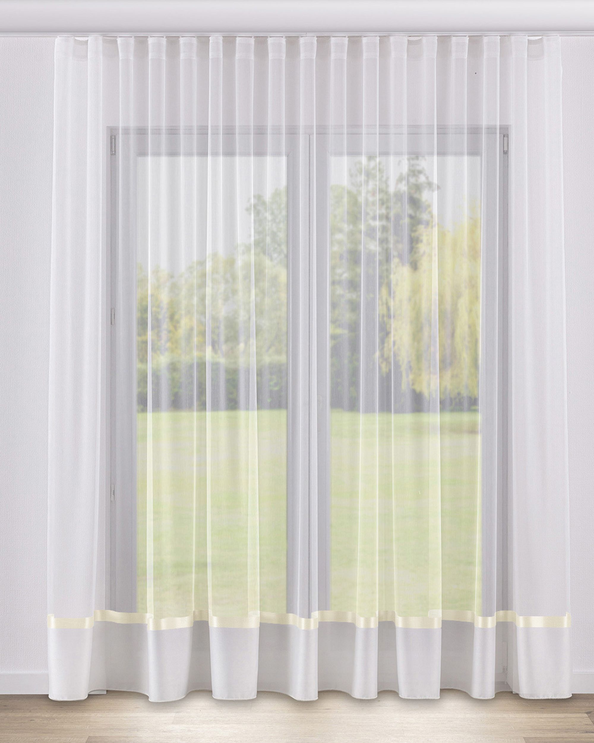 Wave net curtain colour cream fabric semi-sheer