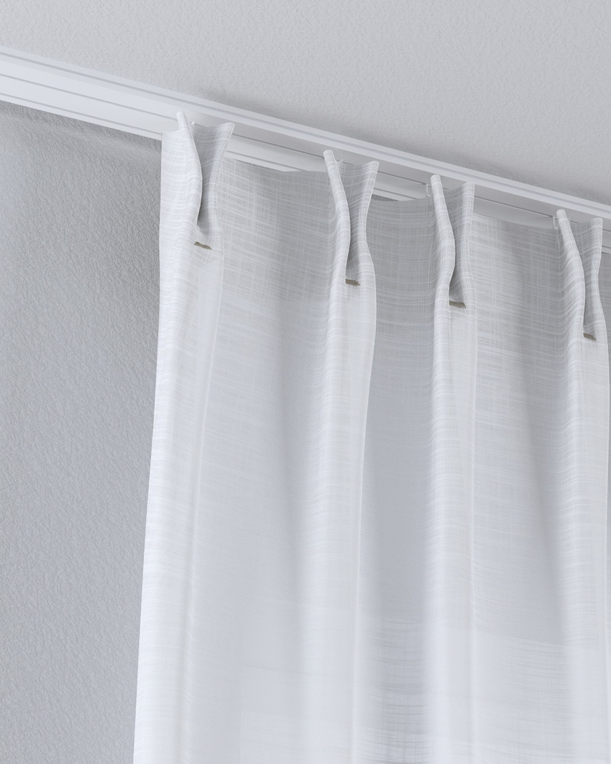 Net curtain with double pinch pleat colour white fabric semi-sheer, structured (hover)