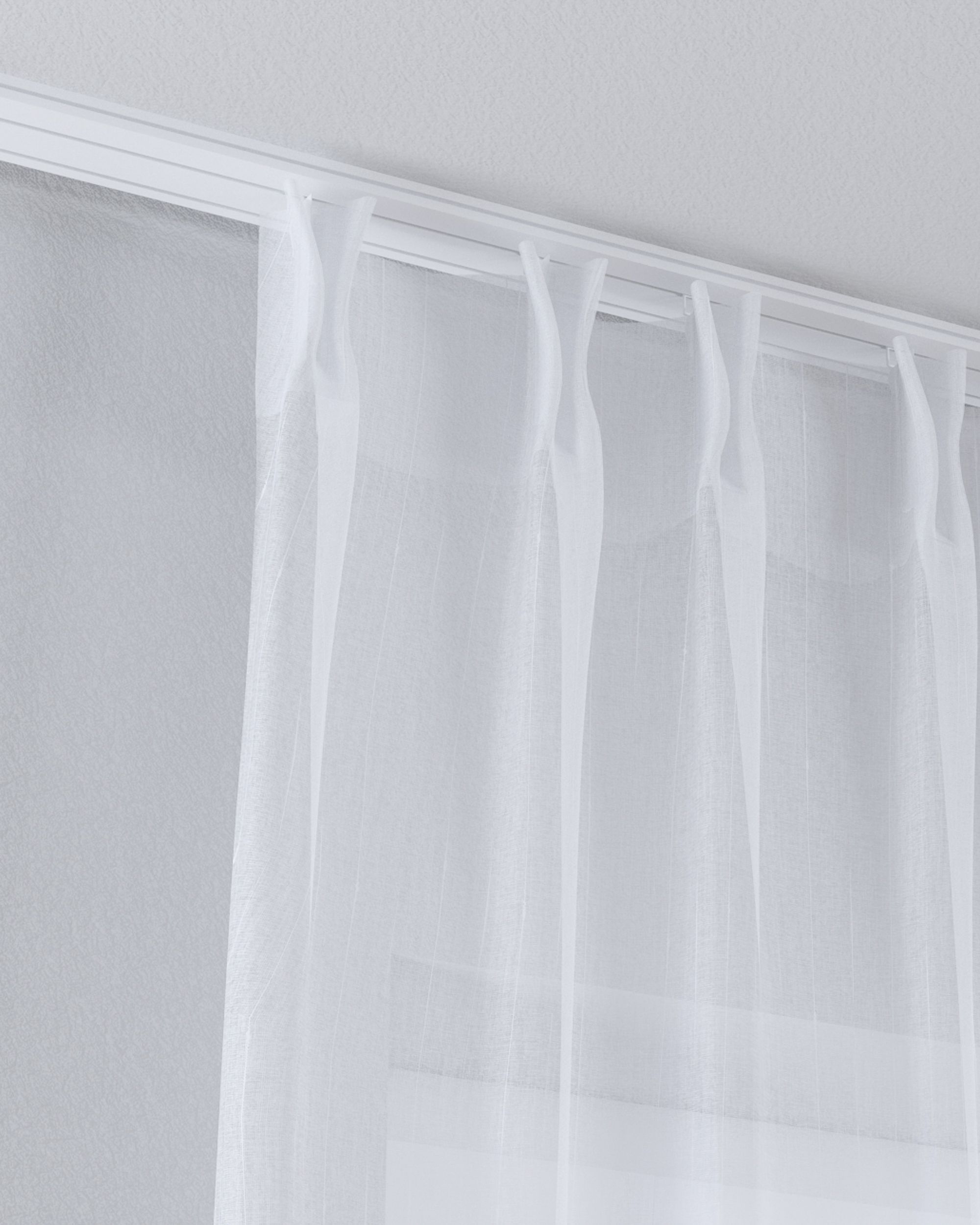 Net curtain with double pinch pleat colour cream fabric semi-sheer, structured, patterned (hover)