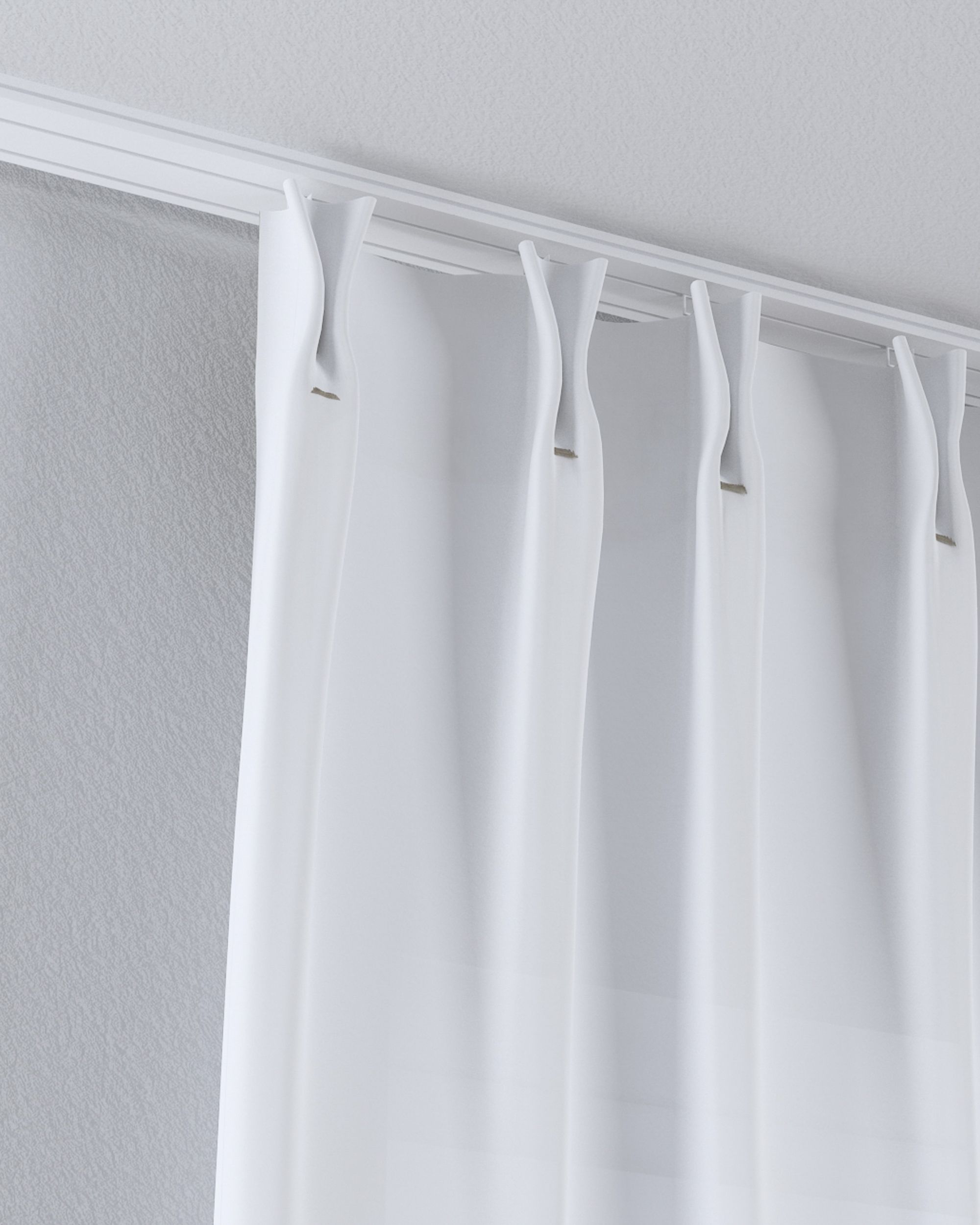 Net curtain with double pinch pleat colour white fabric semi-sheer, structured (hover)