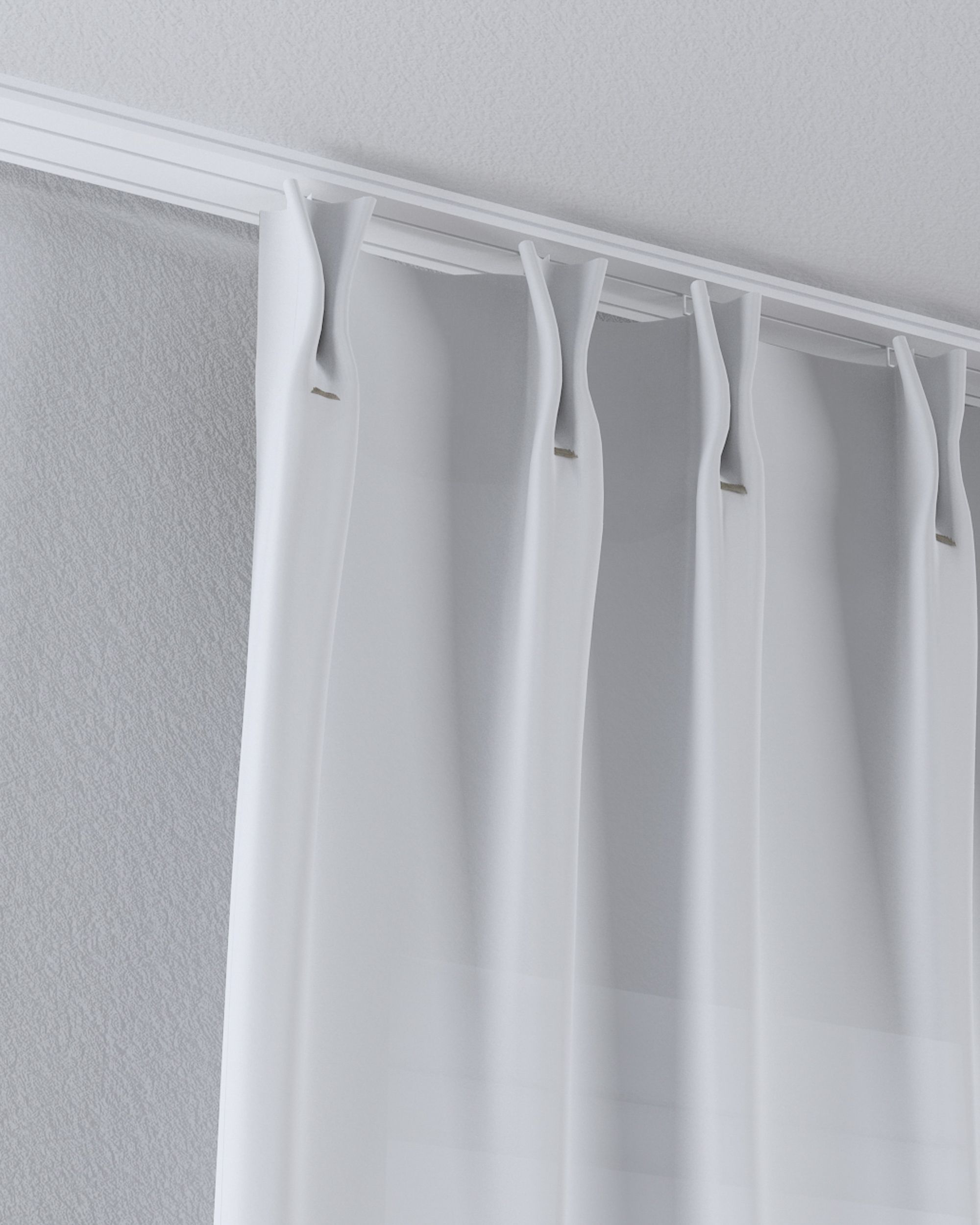 Net curtain with double pinch pleat colour white fabric semi-sheer, structured (hover)