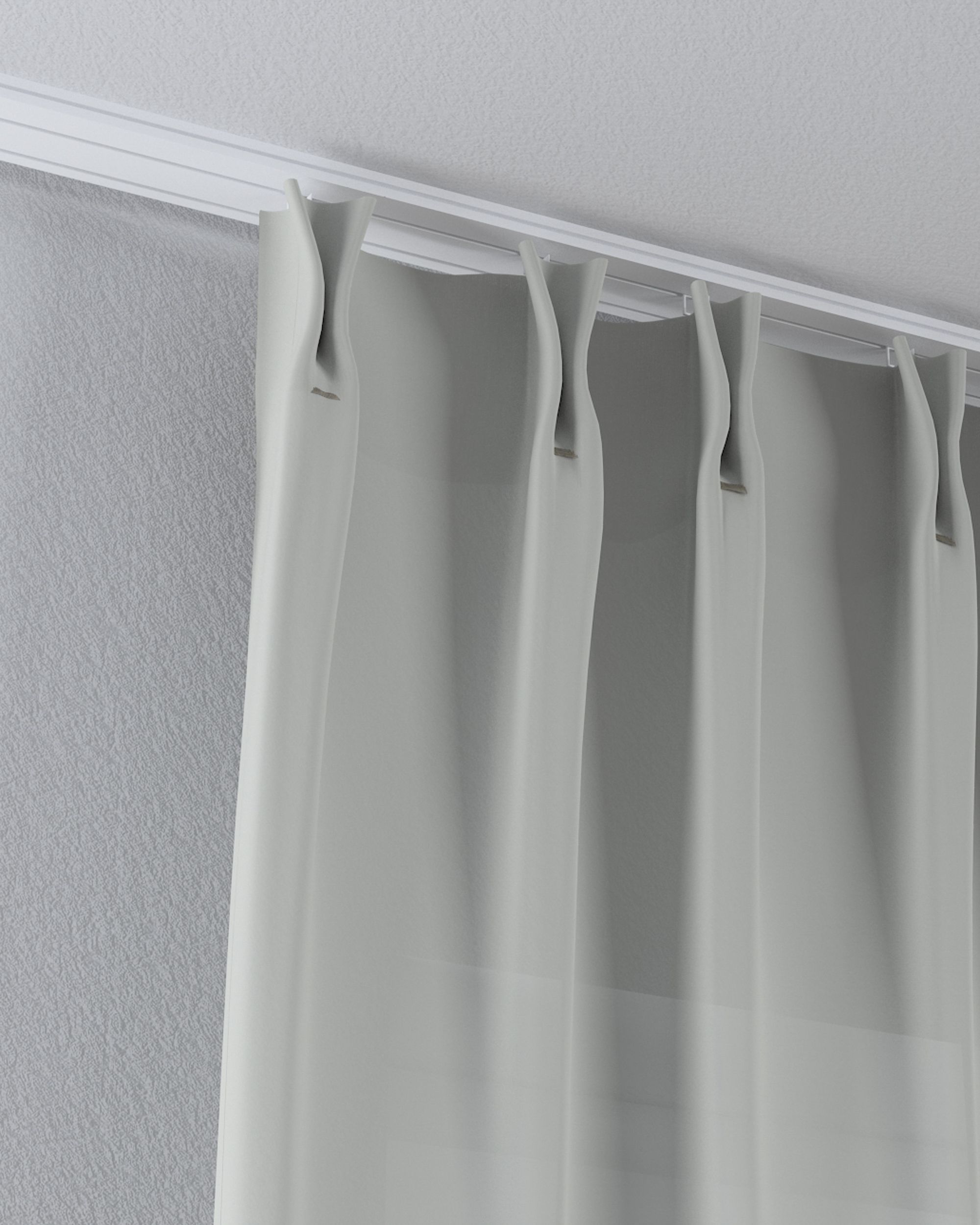 Net curtain with double pinch pleat colour cream fabric semi-sheer, structured (hover)