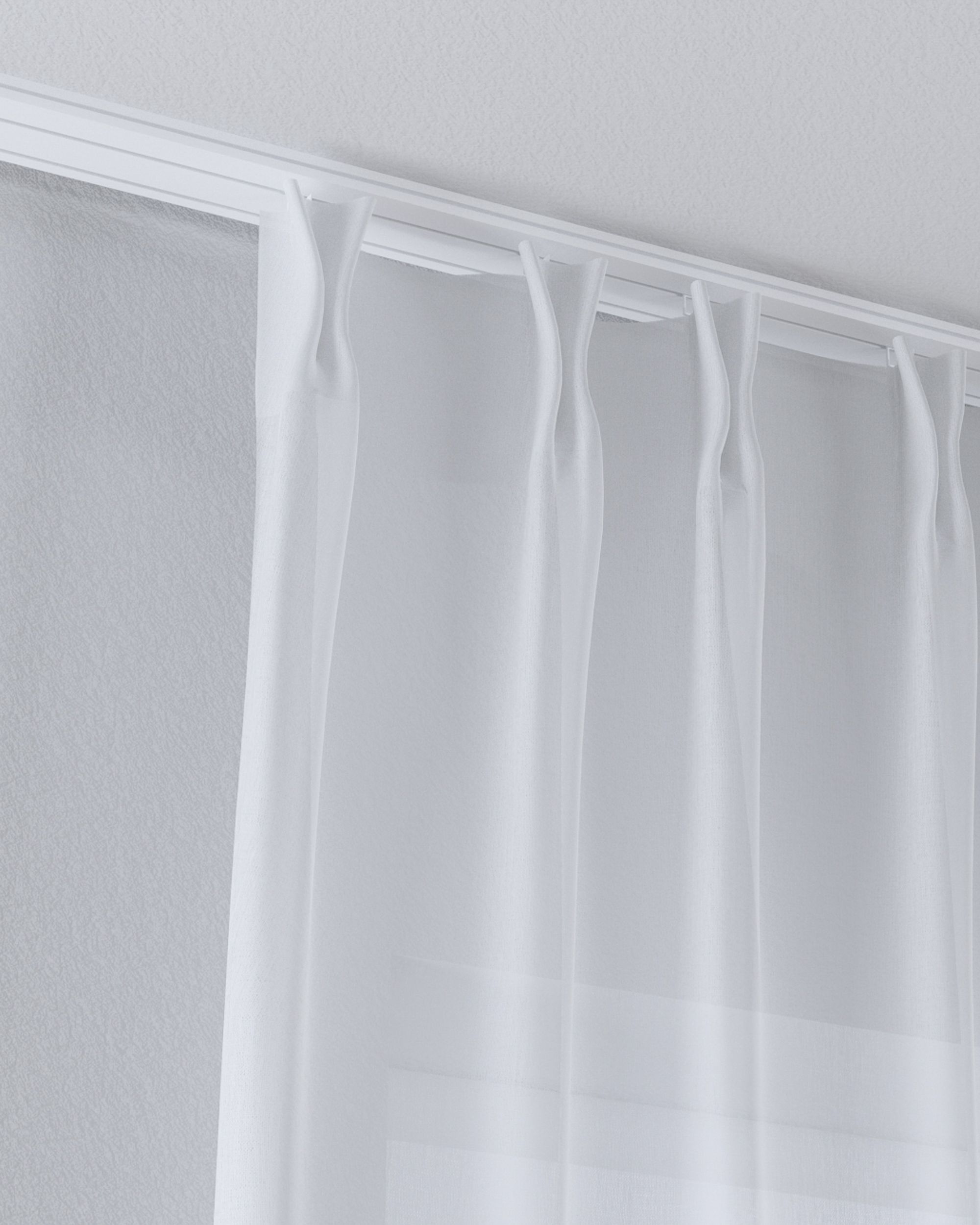 Net curtain with double pinch pleat colour white fabric semi-sheer, structured (hover)