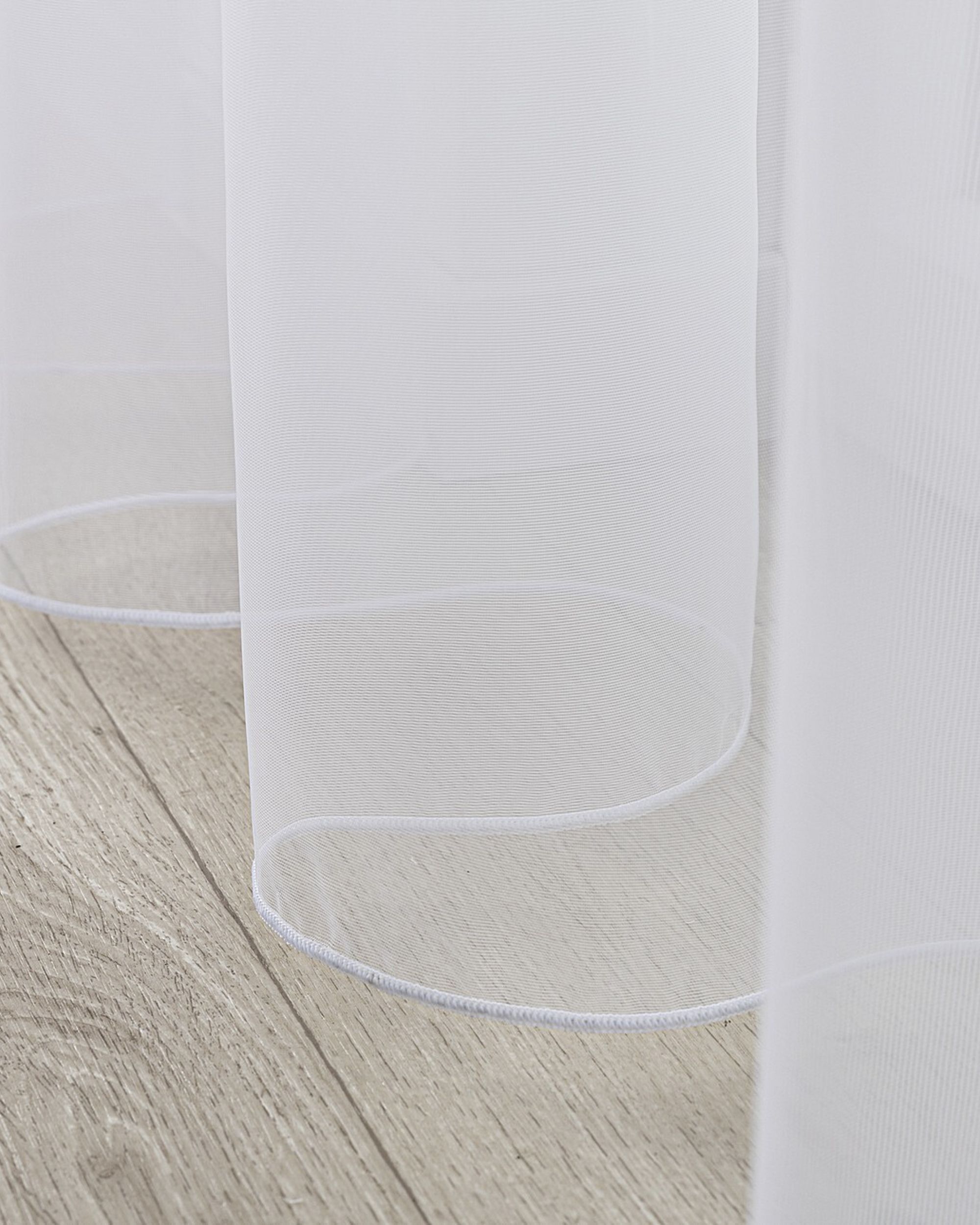Net curtain with double pinch pleat colour white fabric semi-sheer (hover)