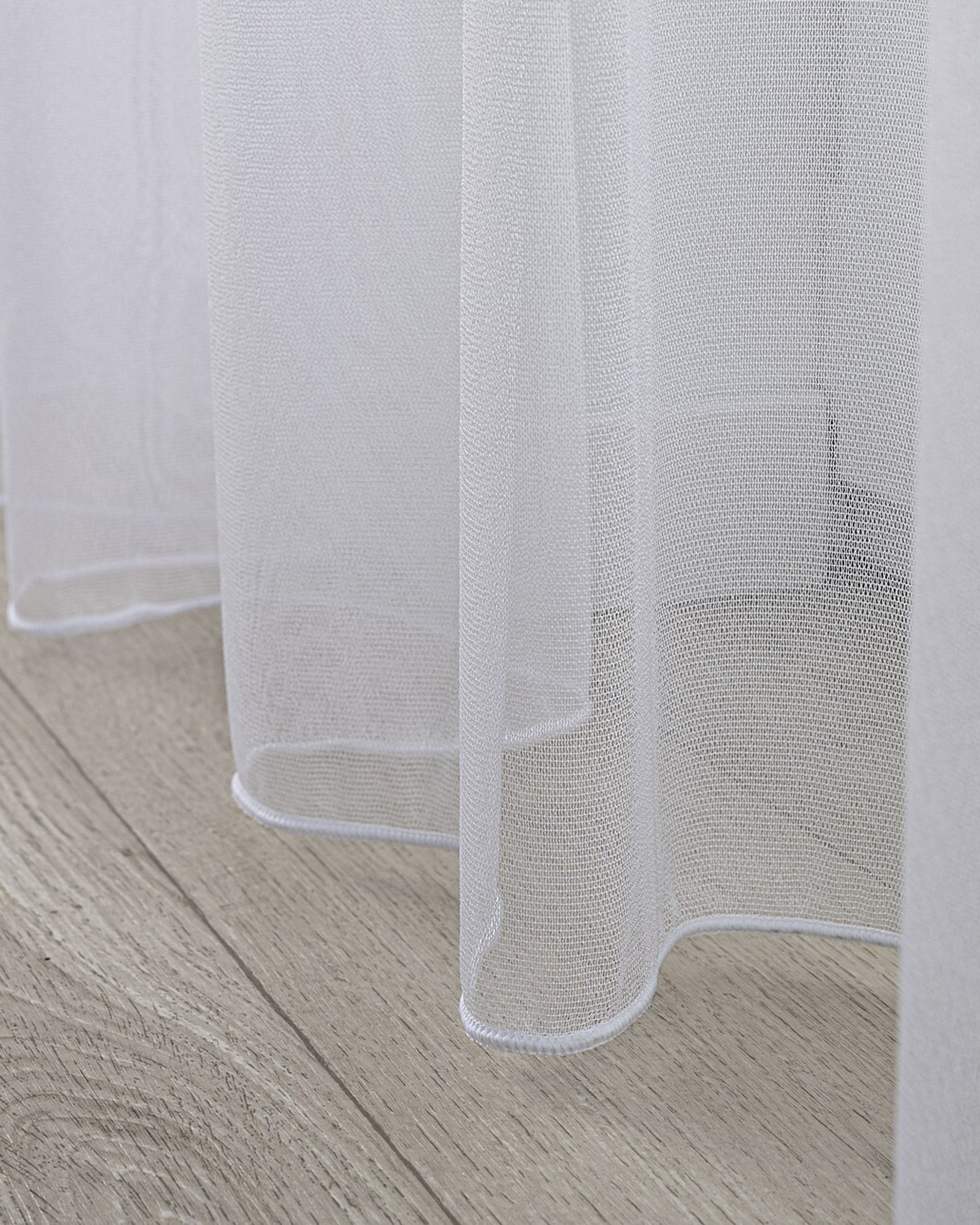 Net curtain with double pinch pleat colour white fabric semi-sheer, gloss, structured (hover)