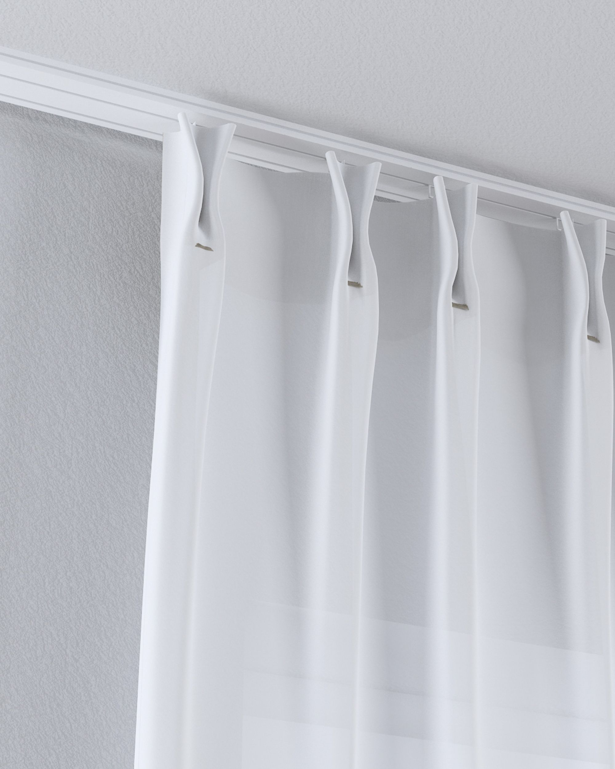 Net curtain with double pinch pleat colour white fabric semi-sheer, structured (hover)