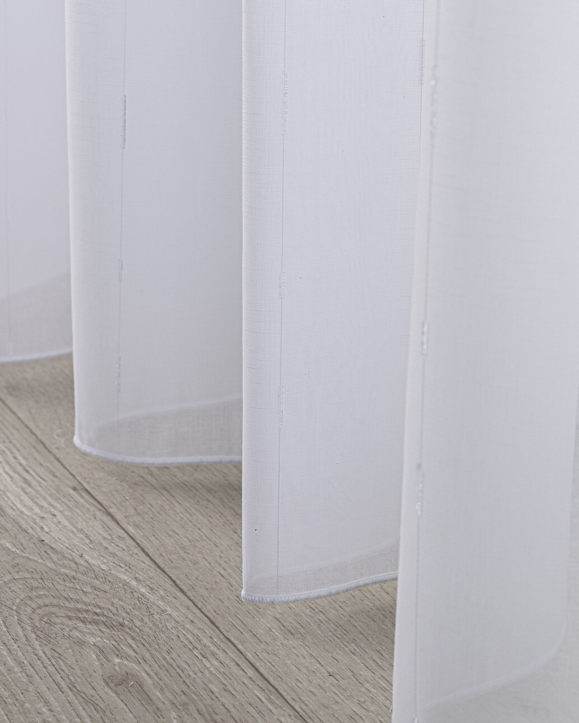 Net curtain with double pinch pleat colour white fabric semi-sheer, structured, patterned (hover)