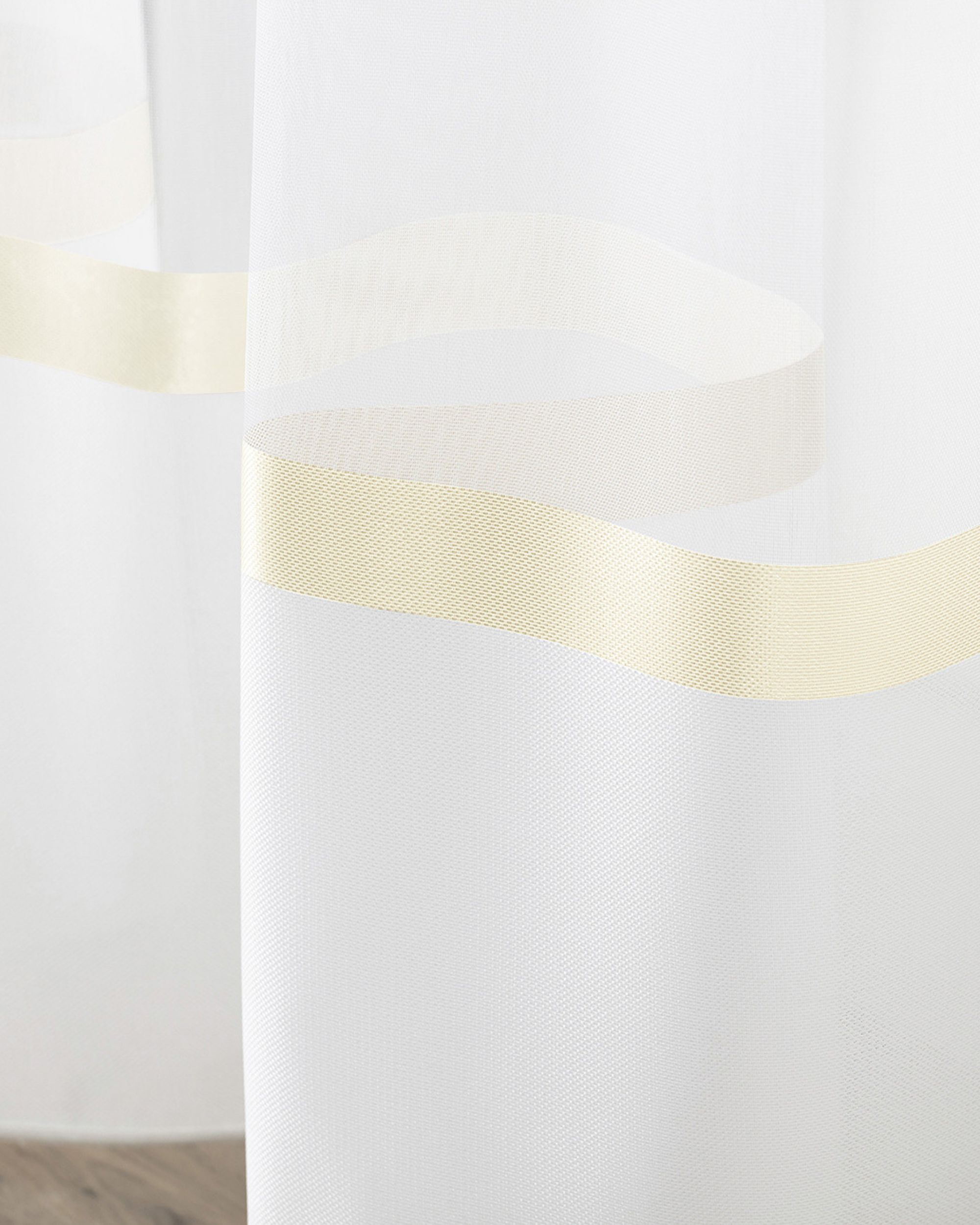 Net curtain with double pinch pleat colour cream fabric semi-sheer (hover)