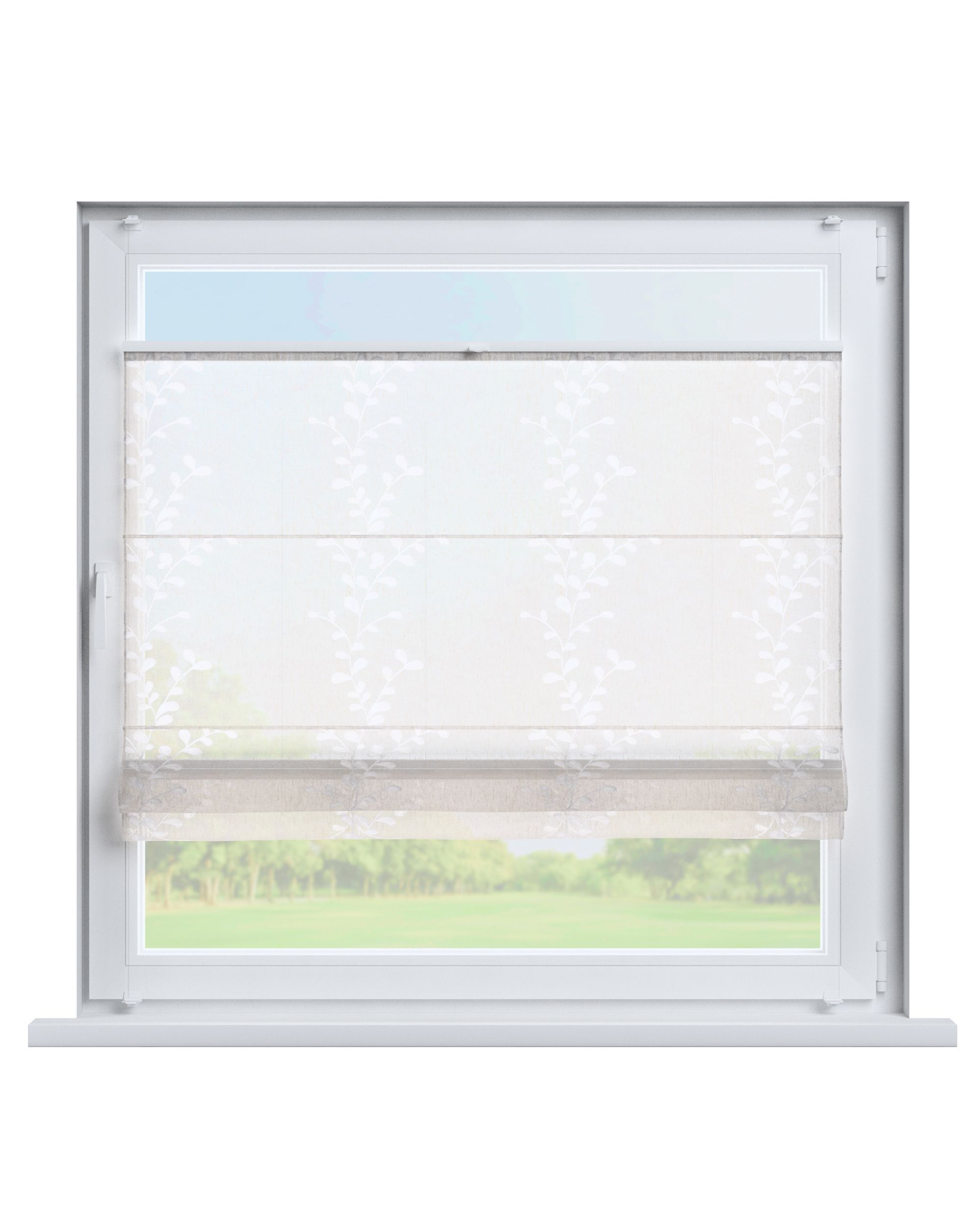 Top Down Bottom Up Roman blind Sicily colour cream fabric semi-sheer, structured
