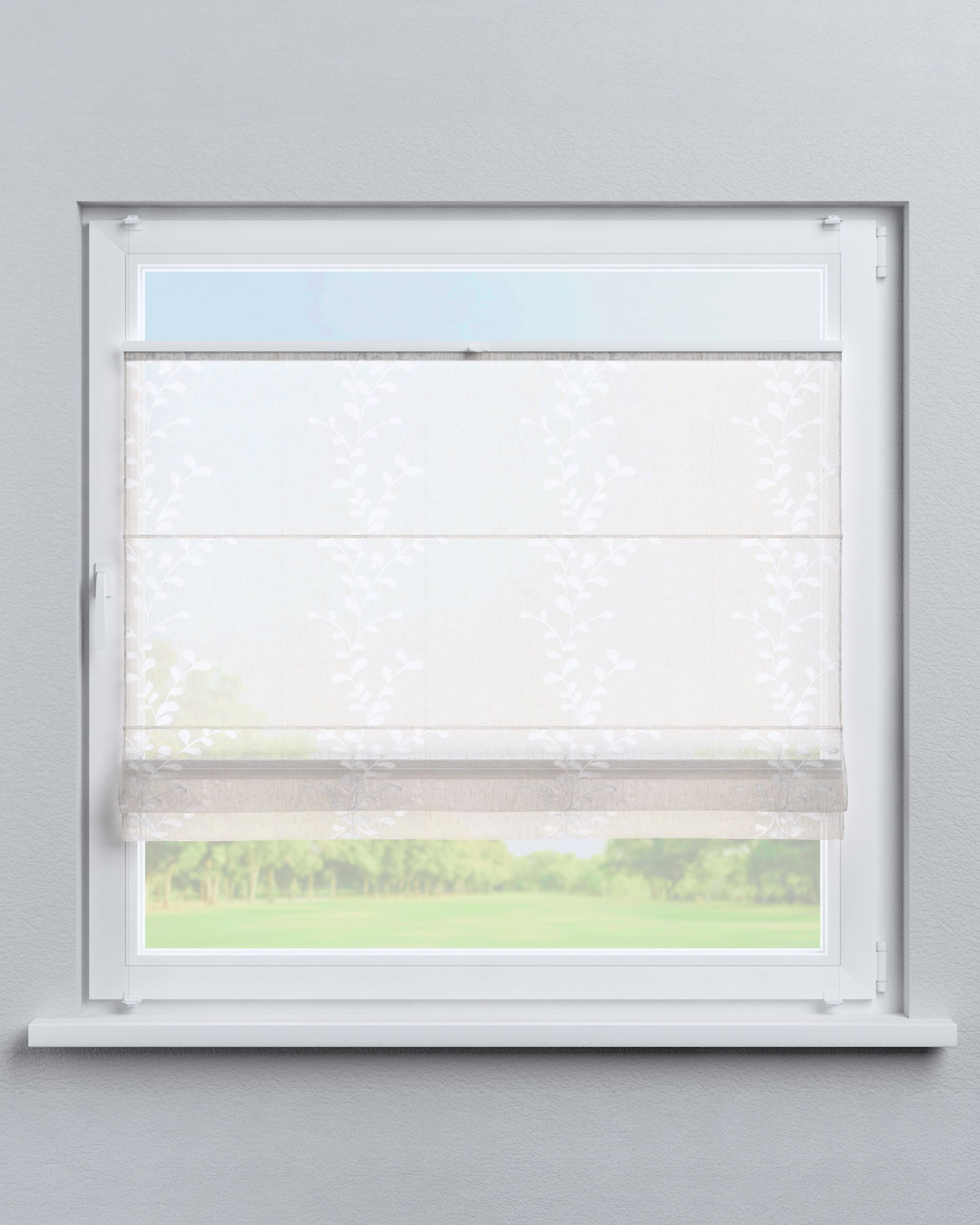 Top Down Bottom Up Roman blind Sicily colour cream fabric semi-sheer, structured (hover)