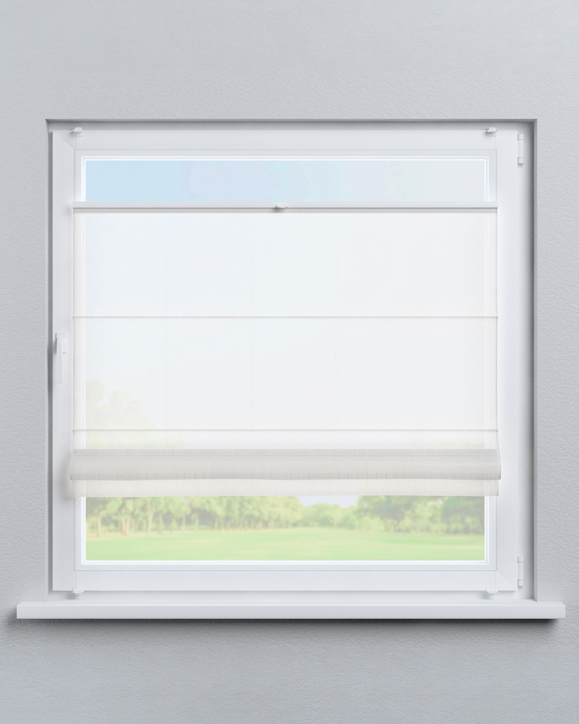 Top Down Bottom Up Roman blind Sicily colour cream fabric semi-sheer, structured, patterned (hover)