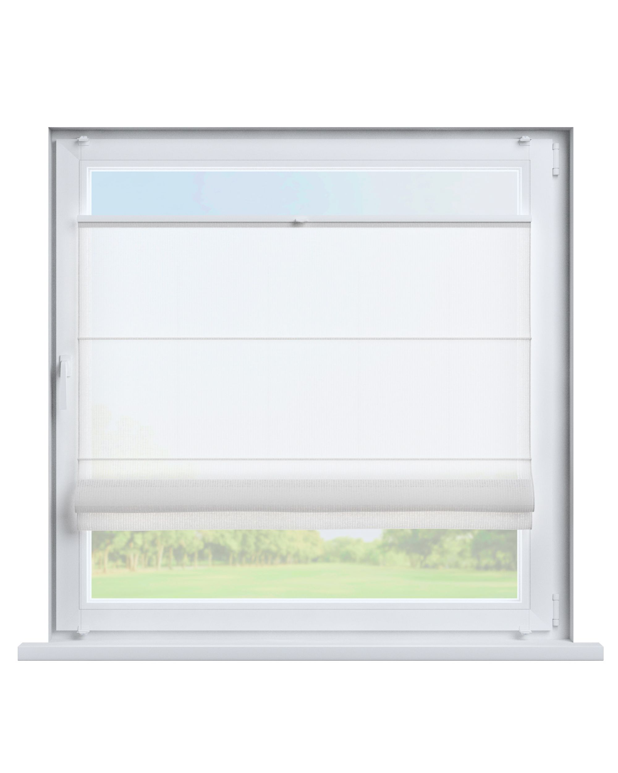 Top Down Bottom Up Roman blind Sicily colour cream fabric semi-sheer, structured, patterned