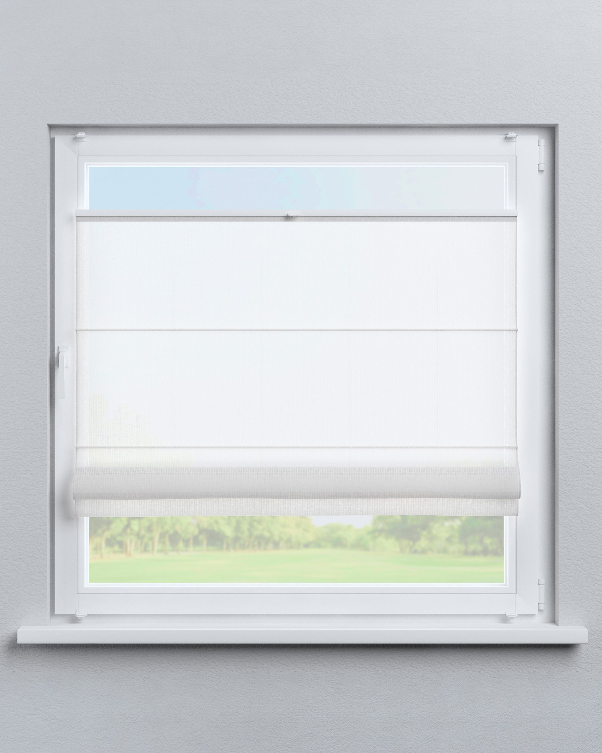 Top Down Bottom Up Roman blind Sicily colour cream fabric semi-sheer, structured, patterned (hover)