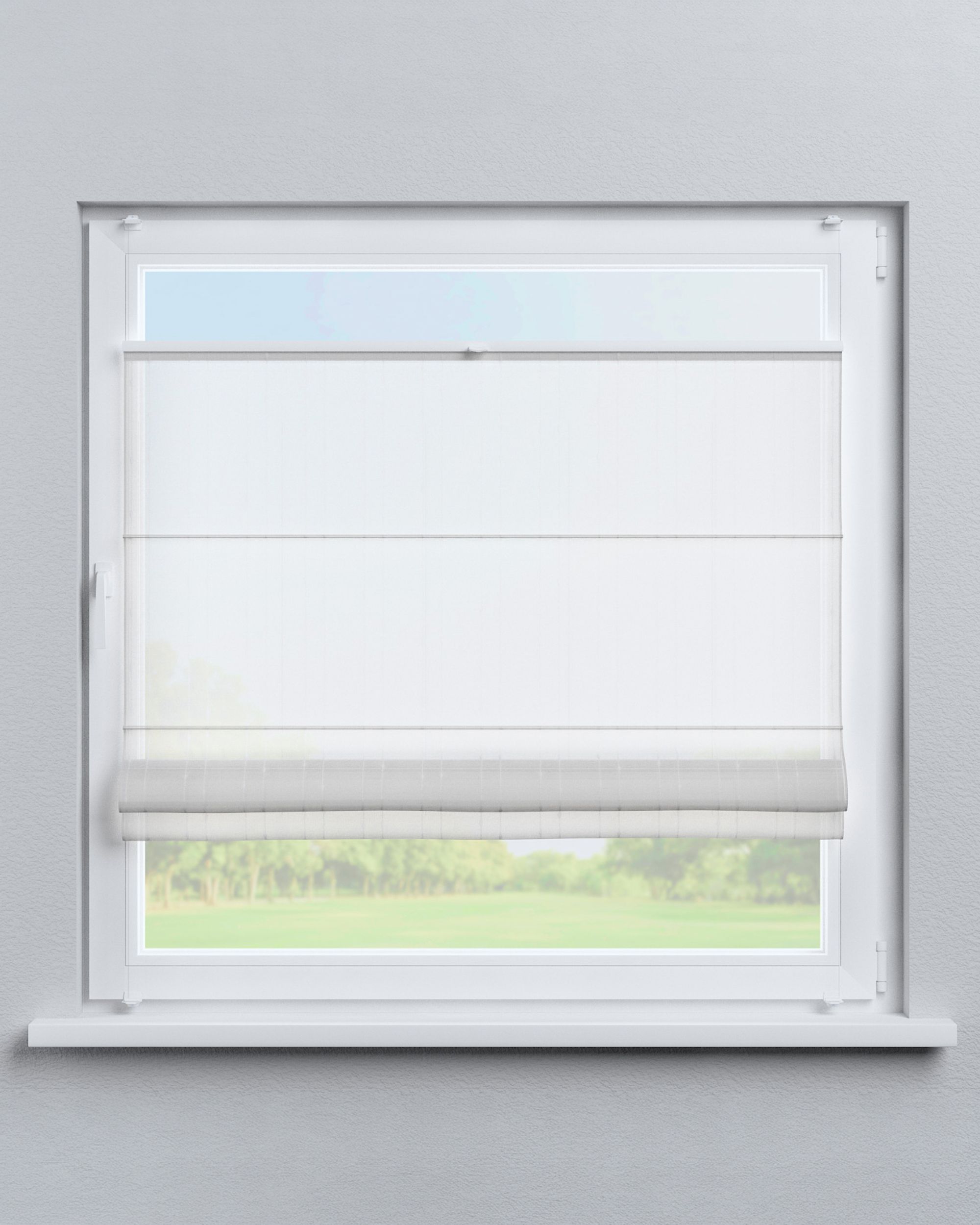 Top Down Bottom Up Roman blind Sicily colour cream fabric semi-sheer, structured, patterned (hover)